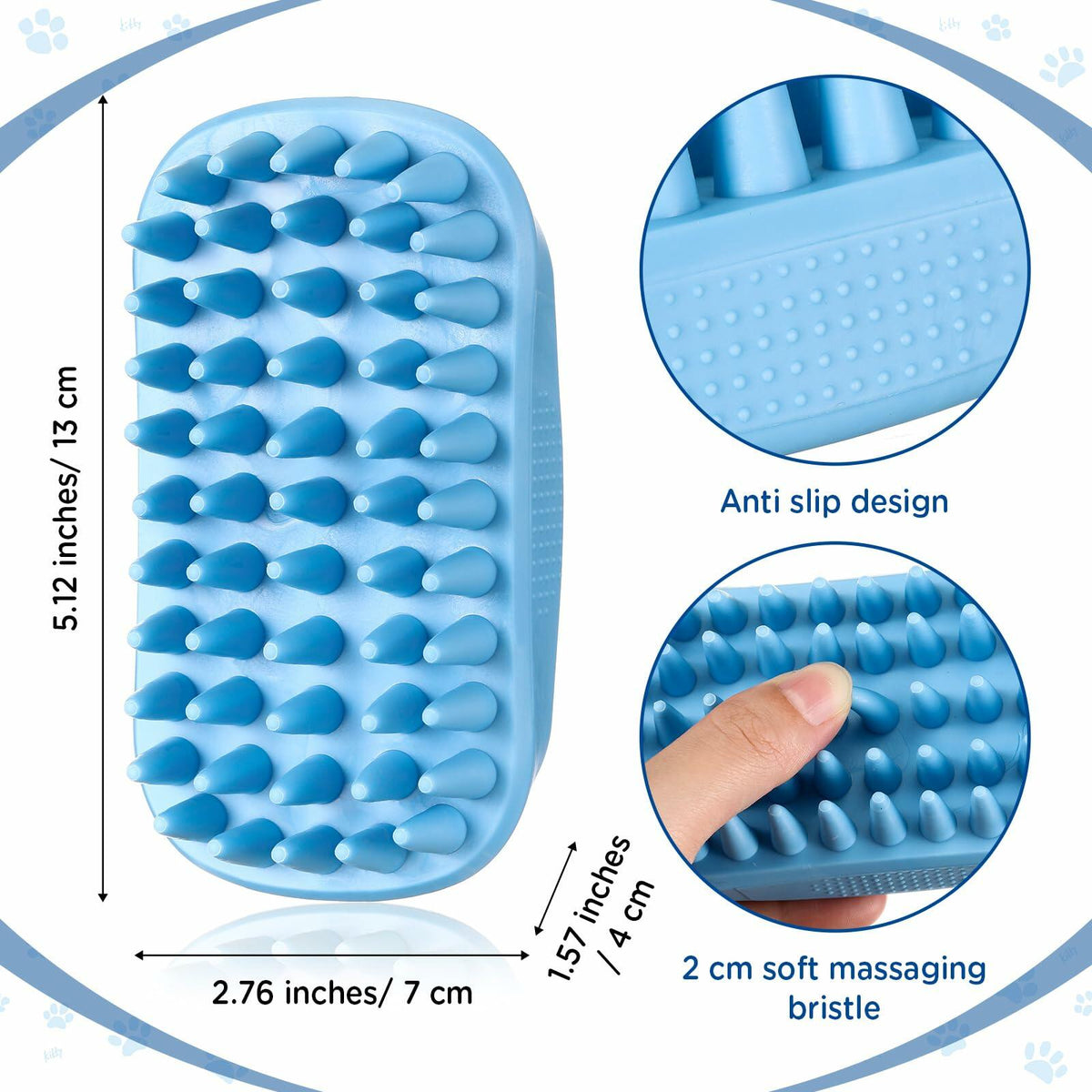 Baderke 3 Pcs Cat Tongue Comb Silicone Brush Kit Soft Massage Red
