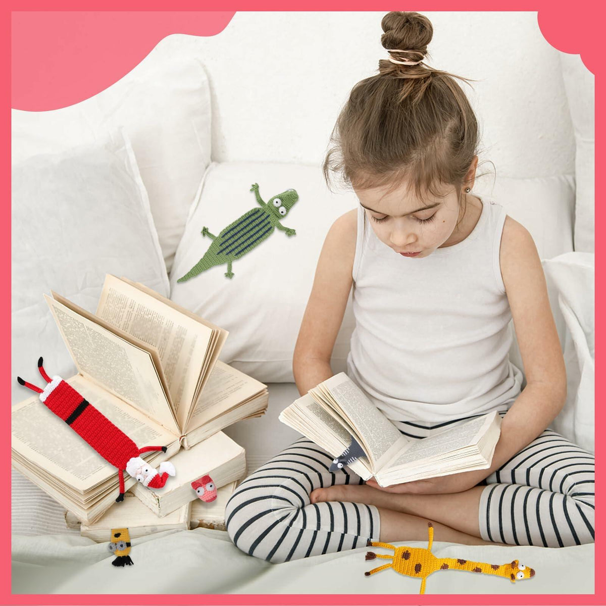 Crochet Santa Bookmark Kawaii 3D Christmas Gift for Kids Women
