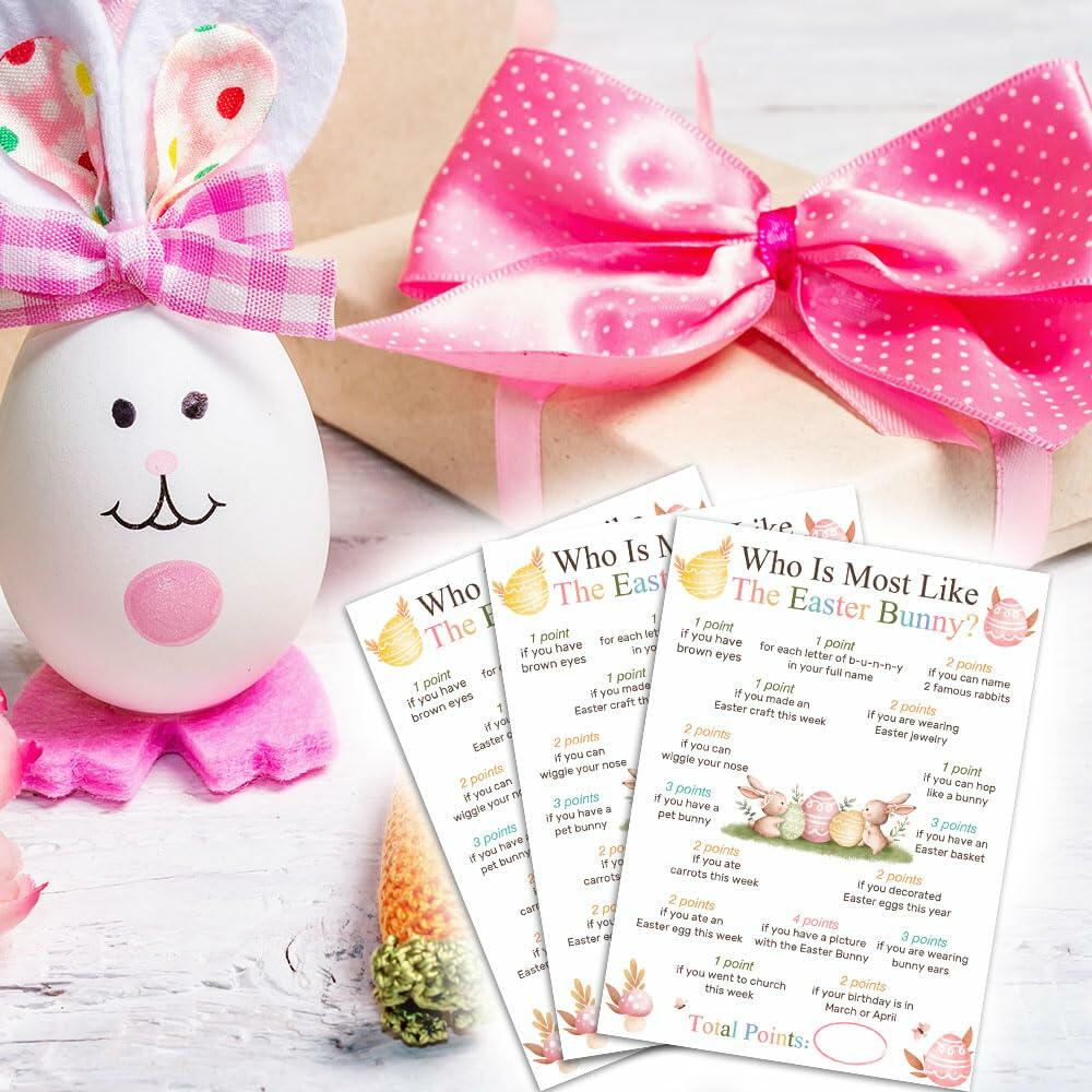 Who Is Most Like The Easter Bunny Game Cards Watercolor Bunny Set of 20