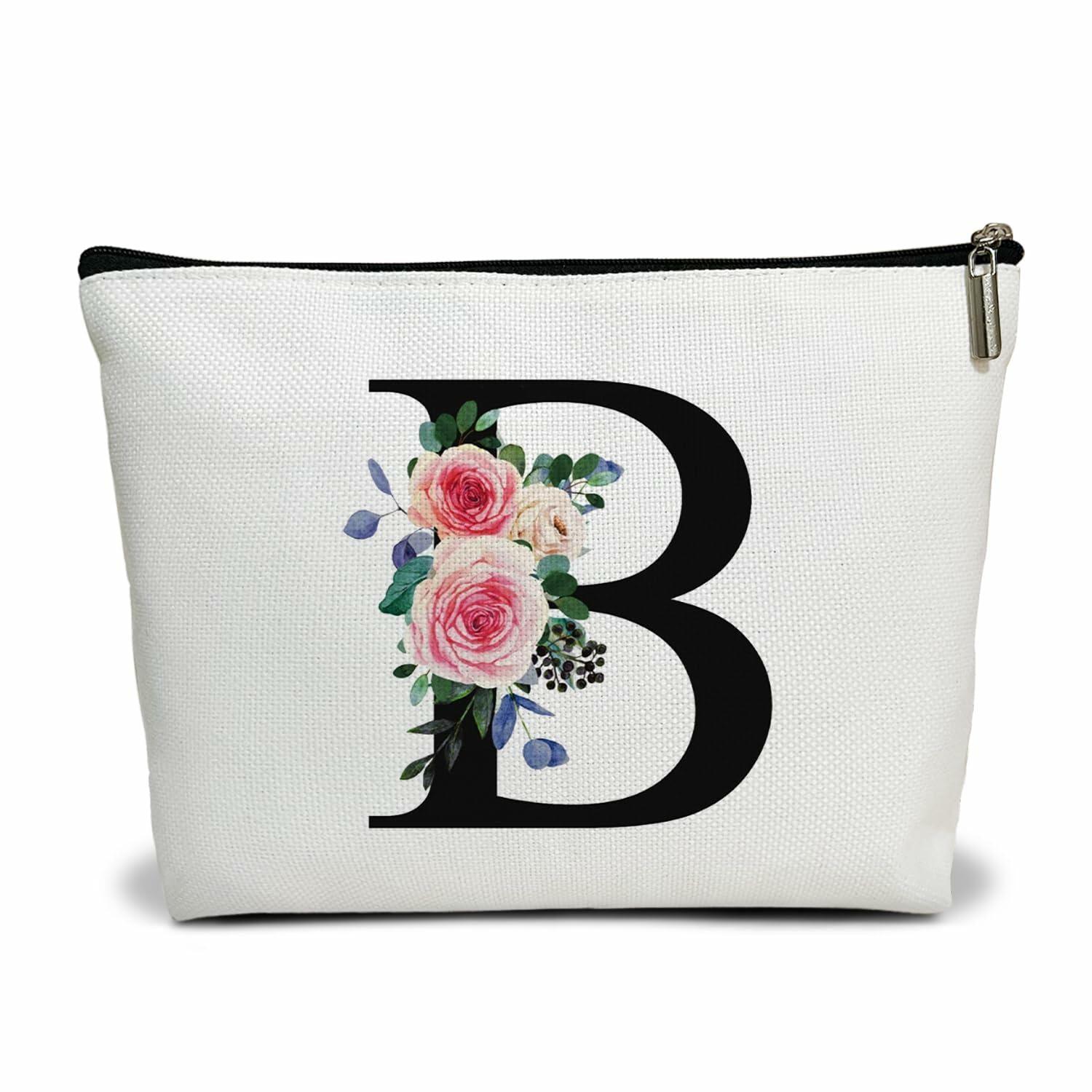 Flower Letter G Makeup Bag Alphabet Initial Cosmetic Bag Birthday Gift
