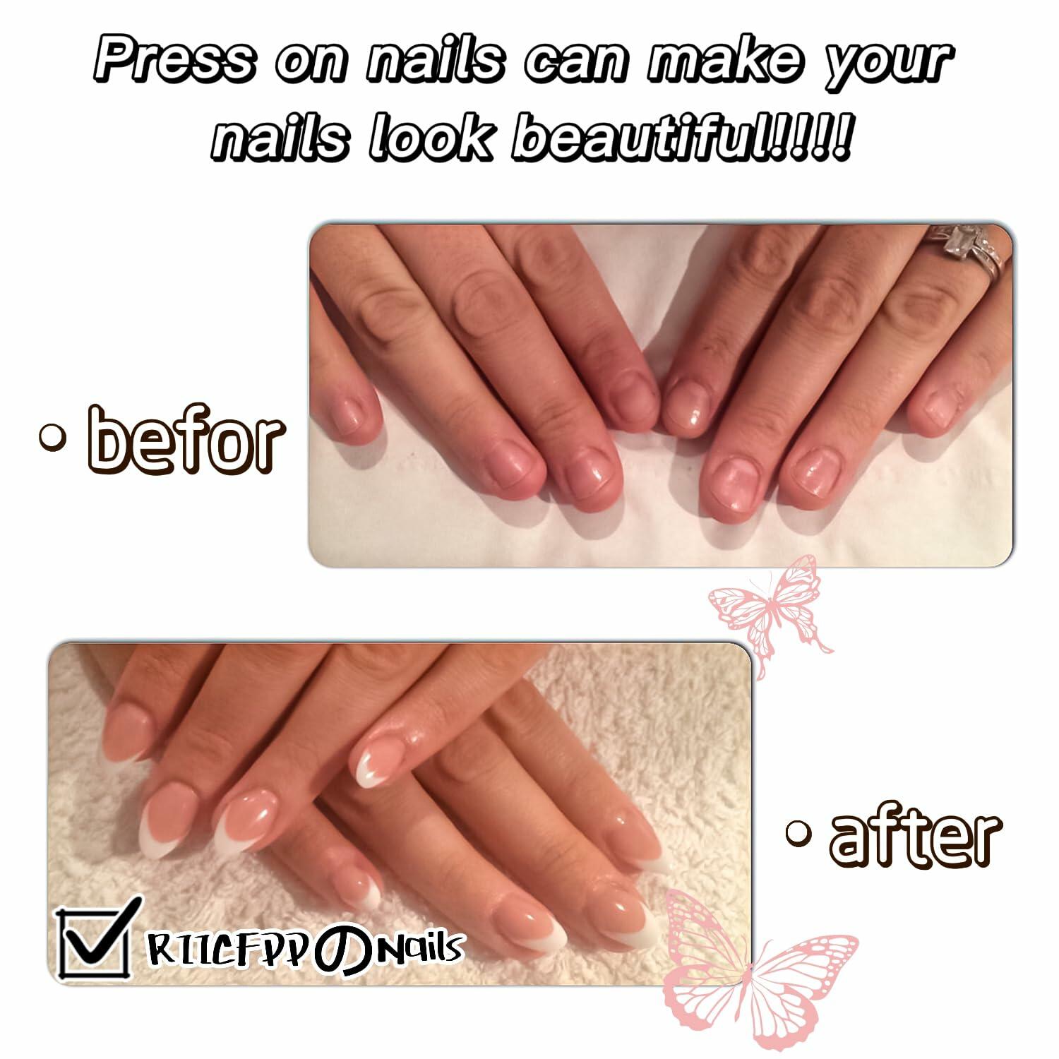 RIICFDD Press On Nails Medium Pink Duck Bow Butterfly 24 Pcs