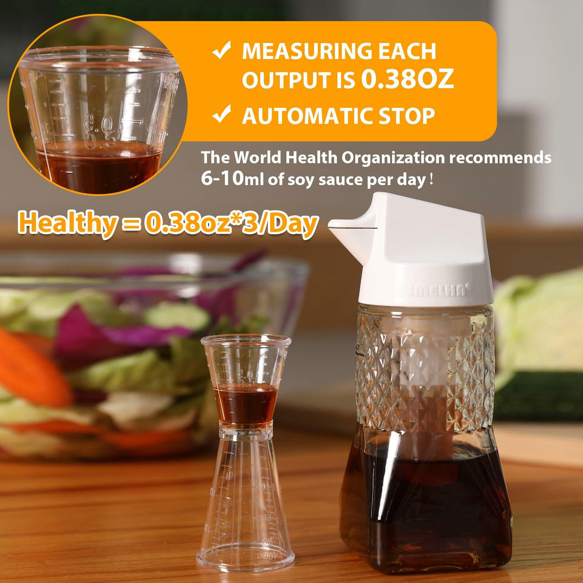 SMELHA Glass Olive Oil Dispenser Vinegar Bottle 9.2oz 270ml BPA Free Leakproof