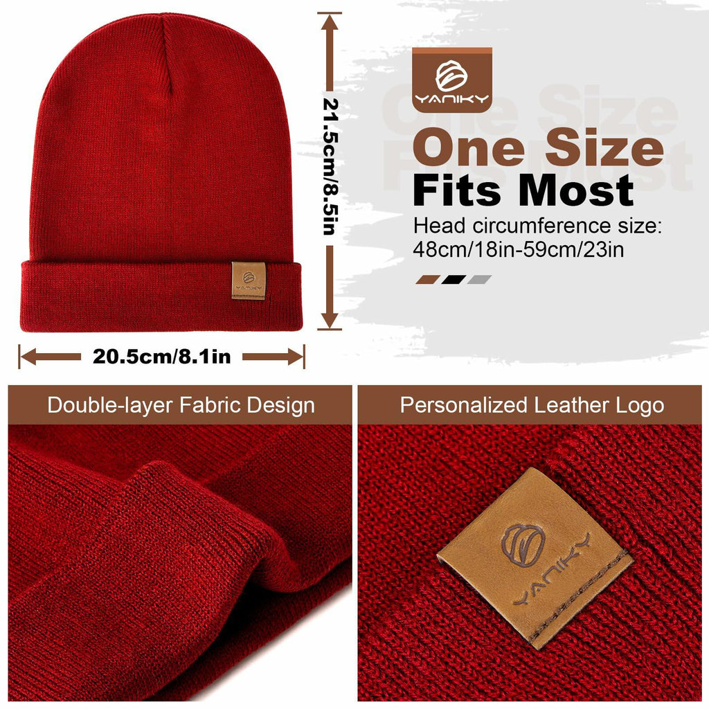 YANIKY Unisex Acrylic Beanie Hat Winter Knit Pink One Size