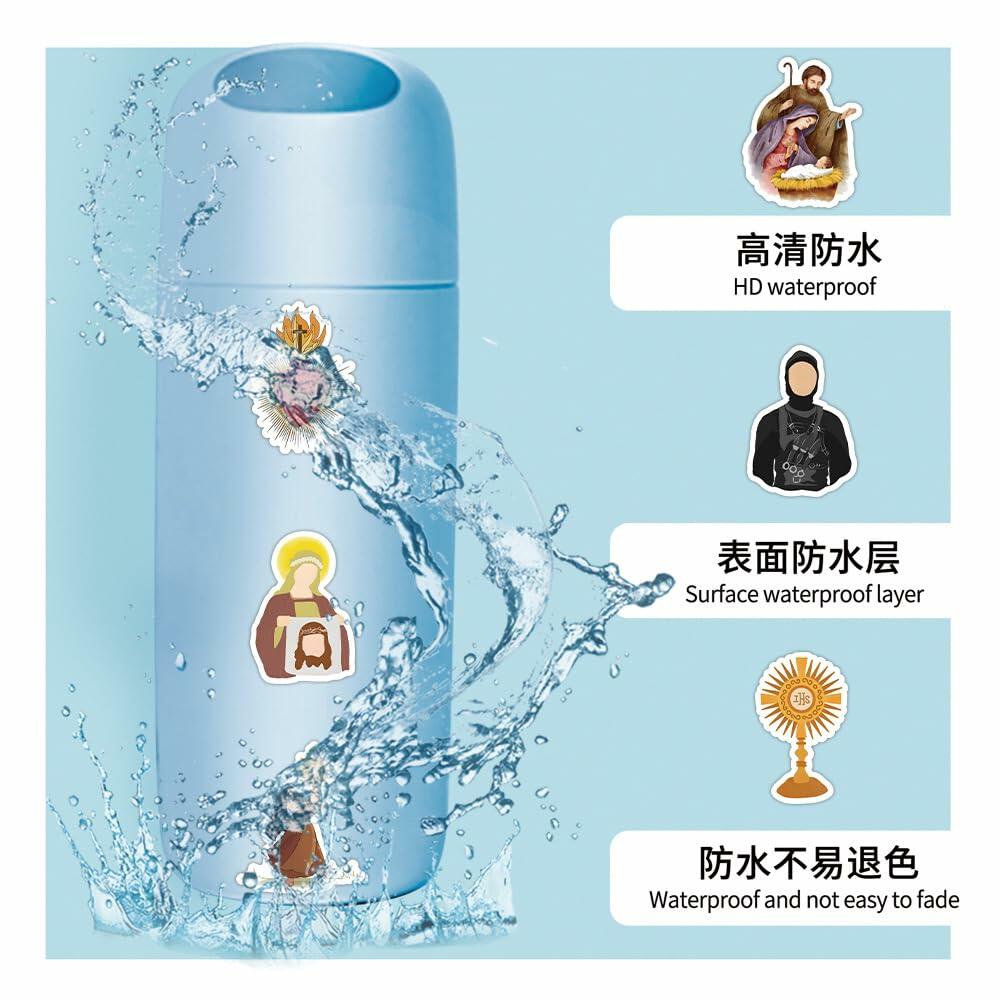 TaDadaPAO Cloisterer Christian Cross Stickers Waterproof Vinyl 50 Pcs