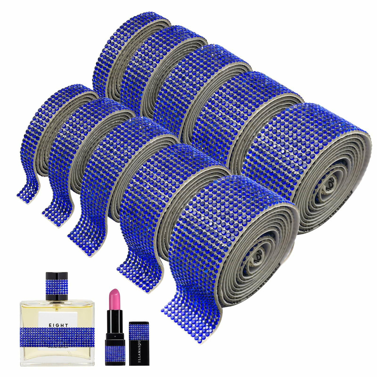8 Rolls Rhinestone Ribbons Self Adhesive Diamond Bling 8 Yards DIY Crafts