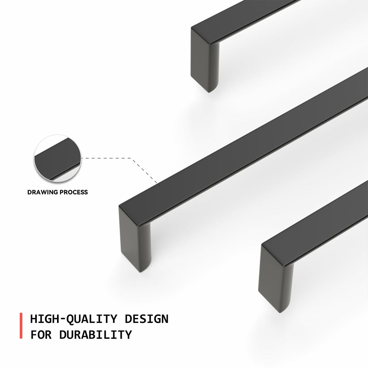 homdiy Cabinet Handles Matte Black 5in 128mm Hole Centers 25Pack