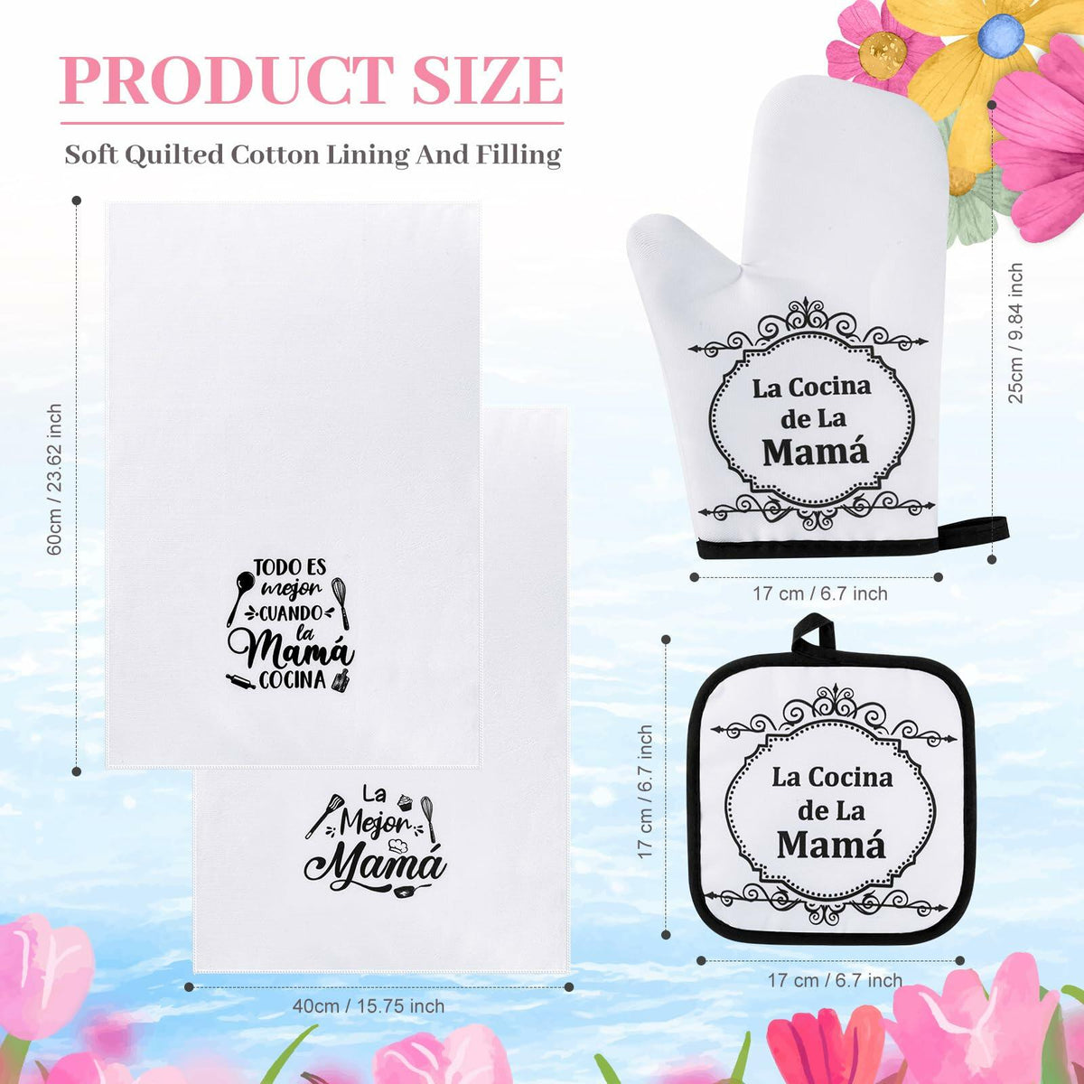 Teenyyou Kitchen Set 5 Pcs Dish Towels Oven Pads Pot Holder Oven Mitt
