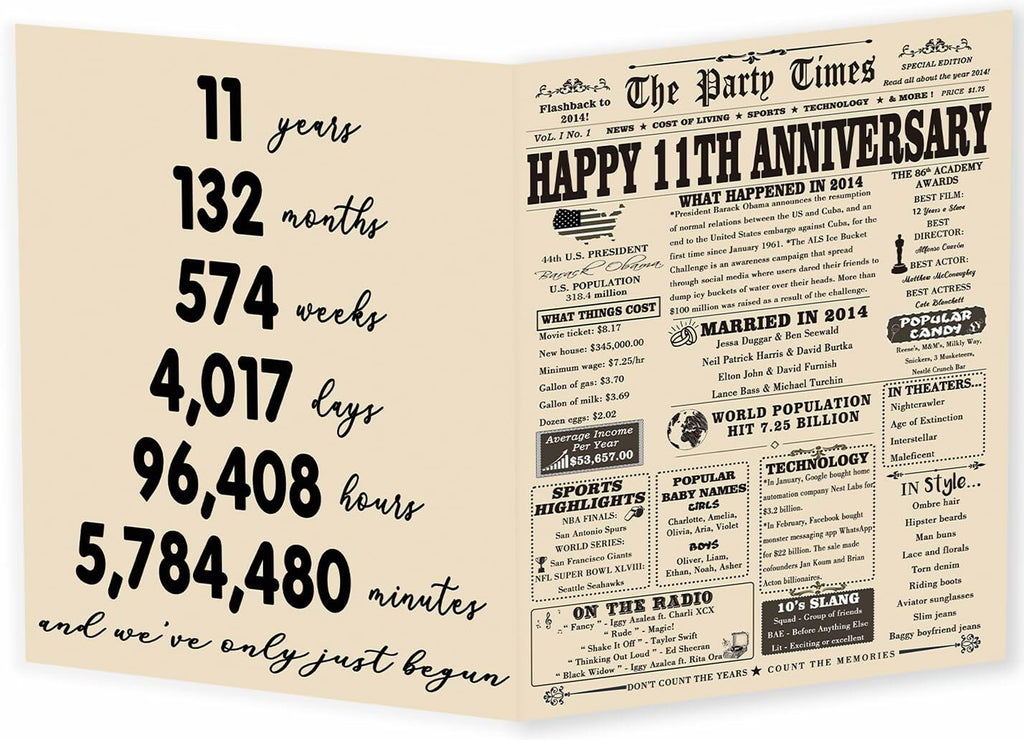 YiKaLus 11th Anniversary Steel Gift Card Romantic Wedding Gift for Him Her