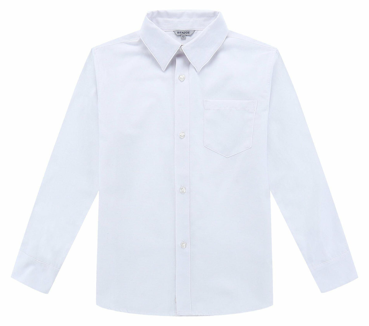 Bienzoe Boys Long Sleeve Button Down Shirt White Size 14