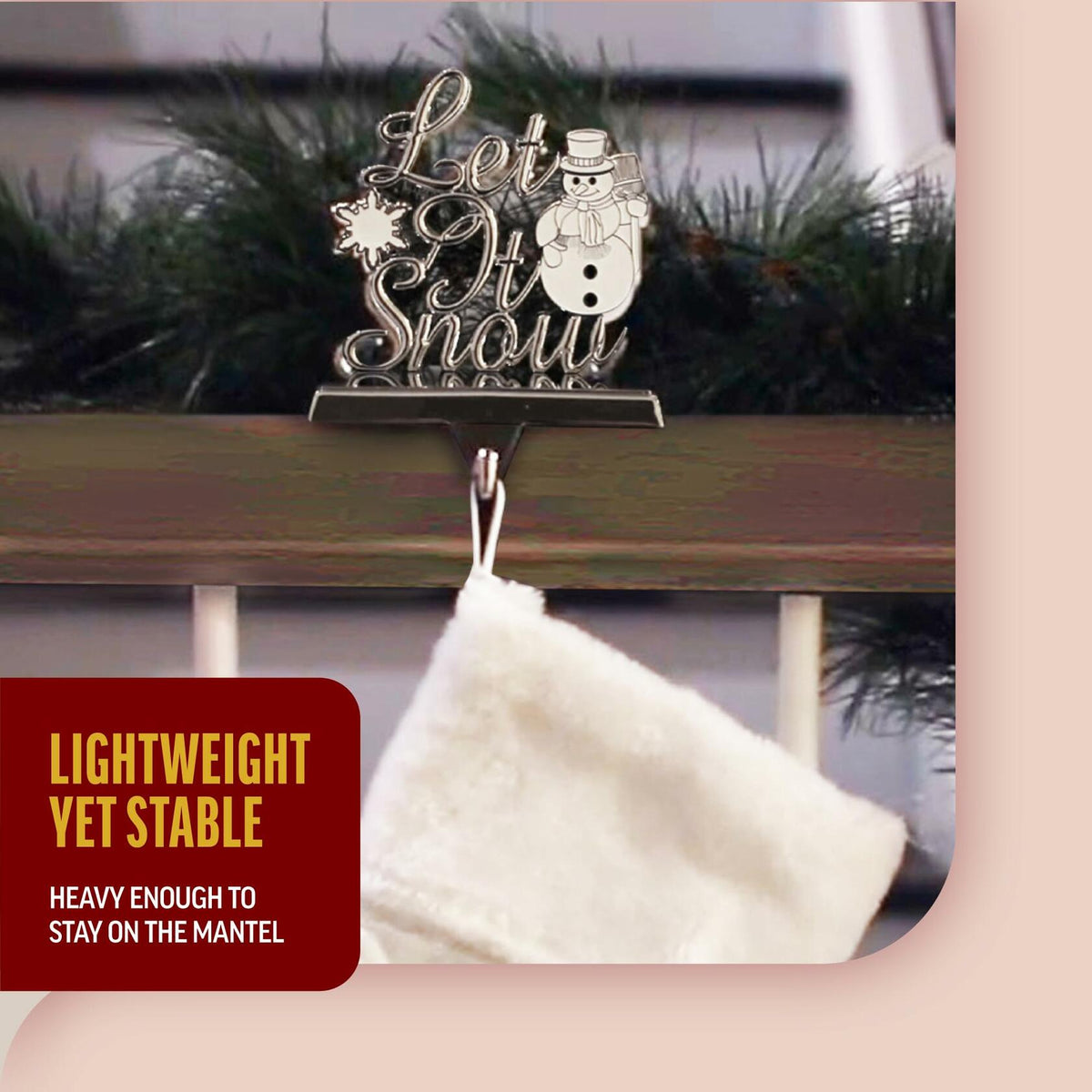Klikel Metal Christmas Stocking Holder White Snowflake Snowman MPN 83411
