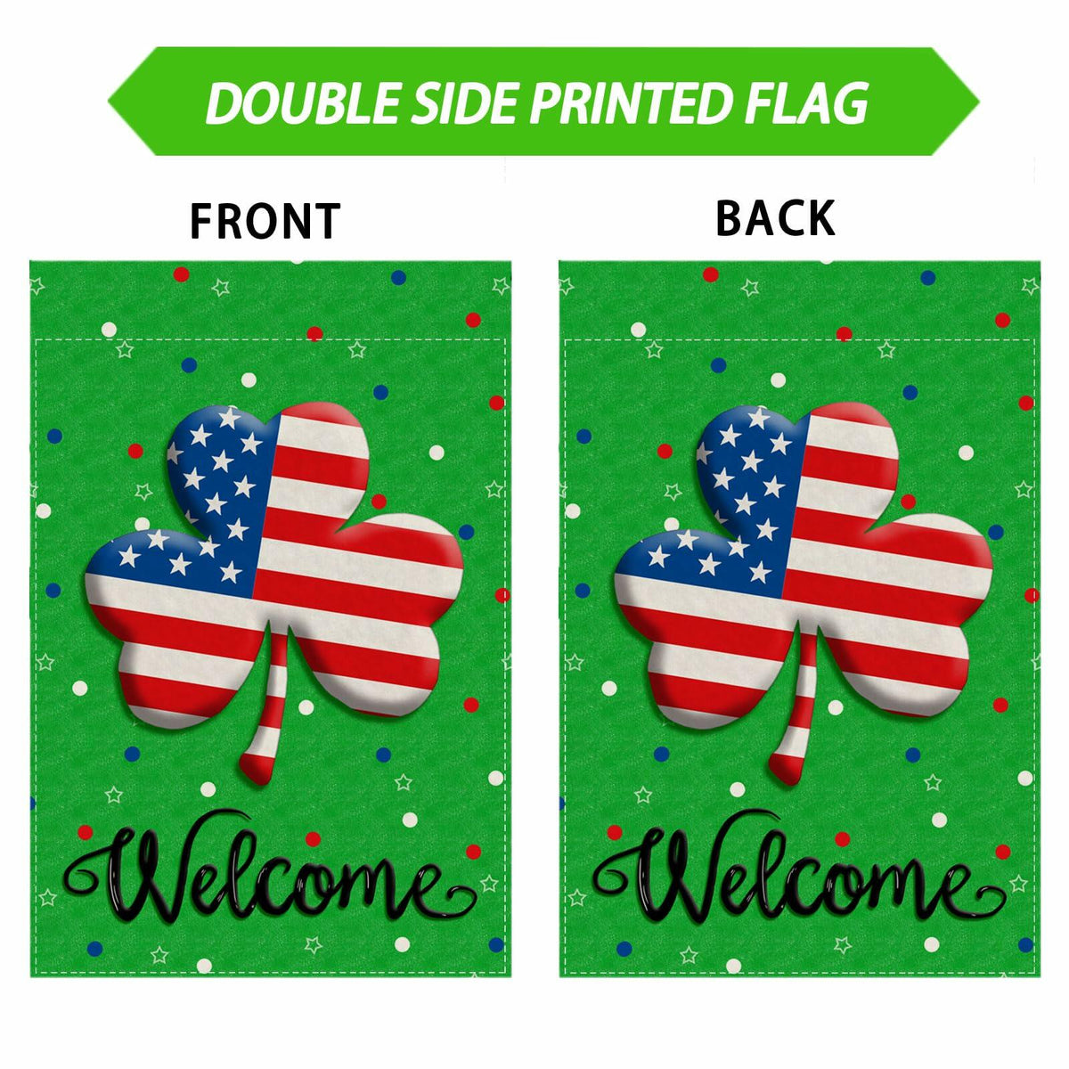ZAEW St. Patrick's Day Shamrocks Garden Flag 12x18 Inch Green Double Sided