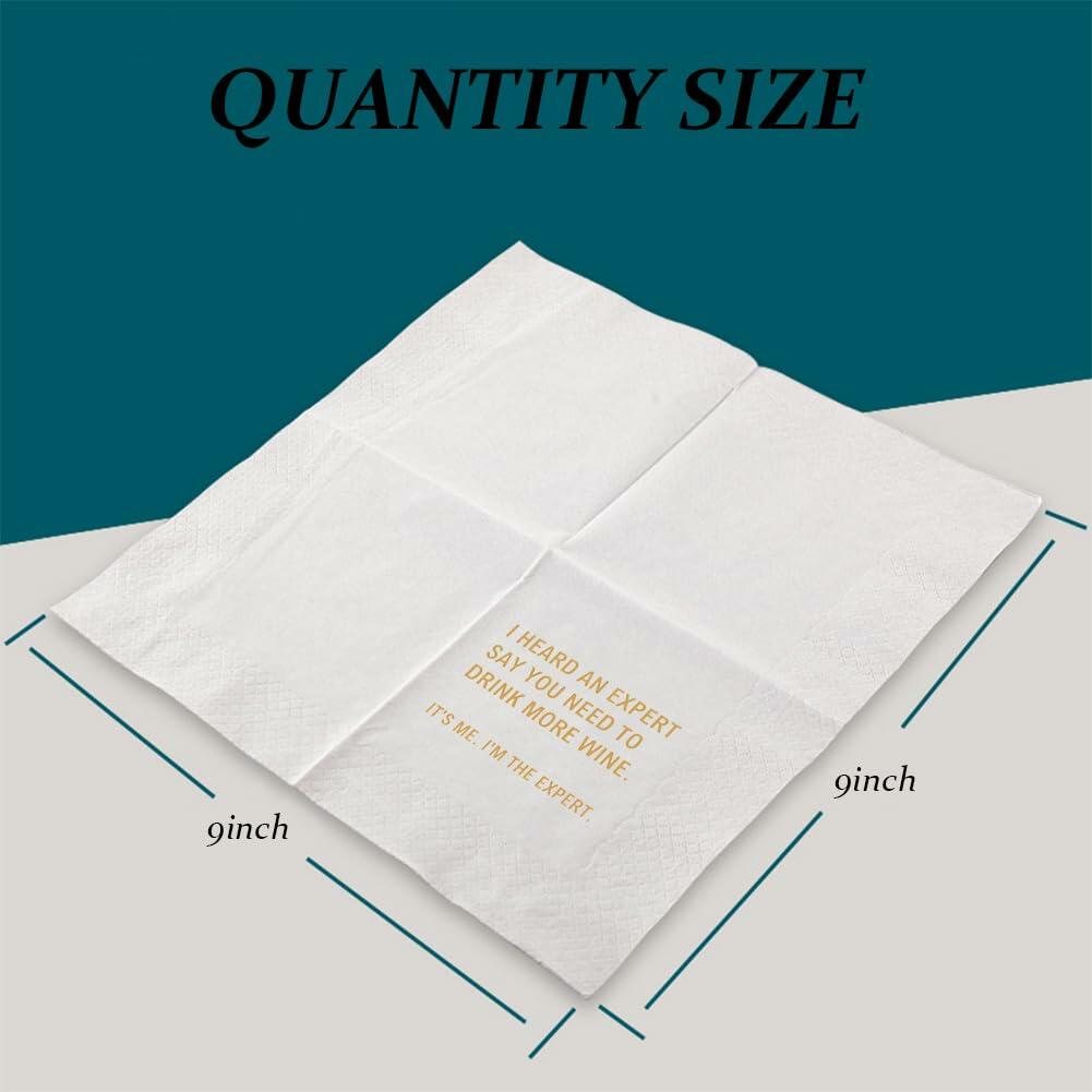VOWFOO Funny Quotes Cocktail Napkins 4.5x4.5in 2-Ply 100pcs White