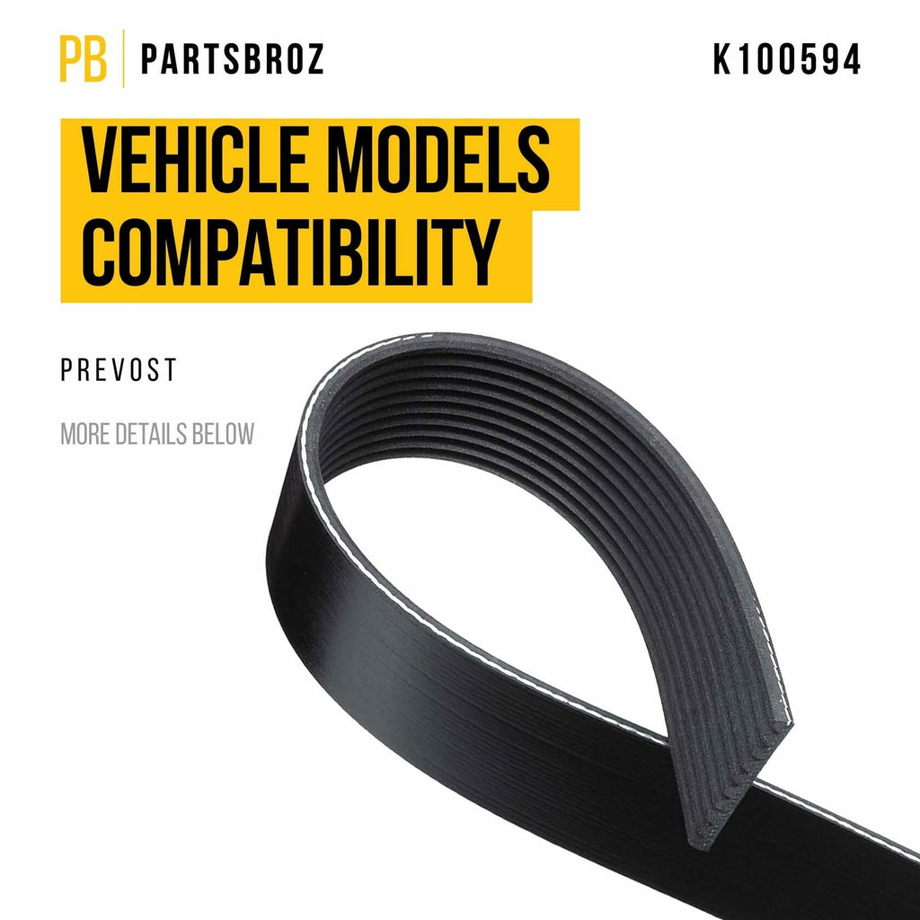 PartsBroz K070763 Micro-V Serpentine Drive Belt Compatible with Gates Black