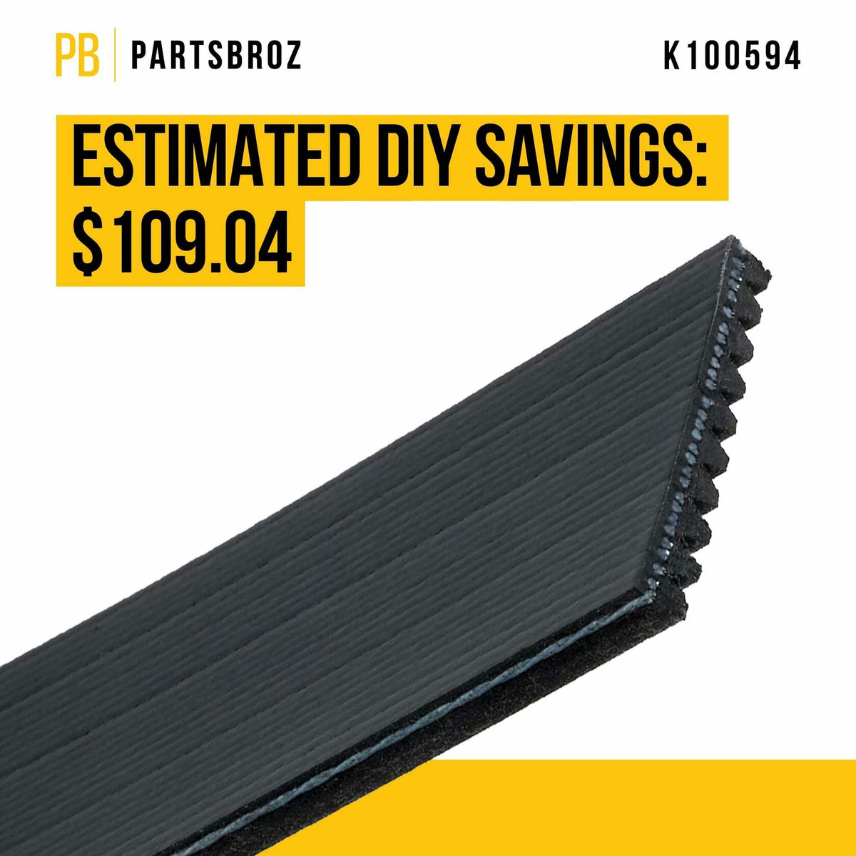 PartsBroz K070763 Micro-V Serpentine Drive Belt Compatible with Gates Black