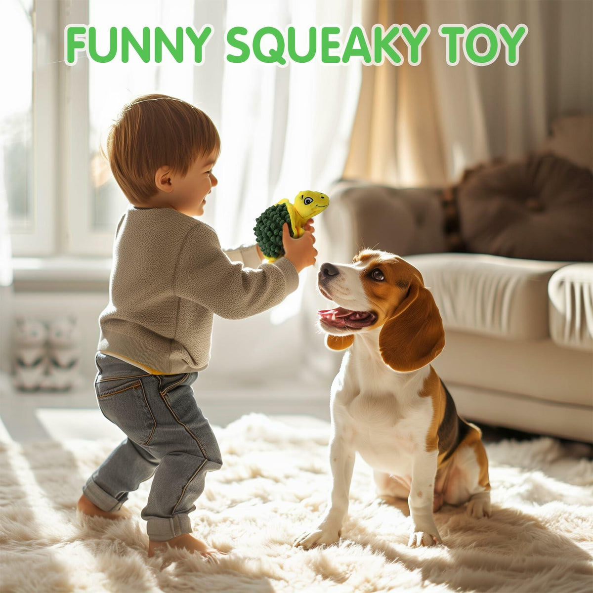 [Like New] Aqezd Turtle Small Dog Squeaky Toy with Ball 2-in-1 Plush Rubber Core