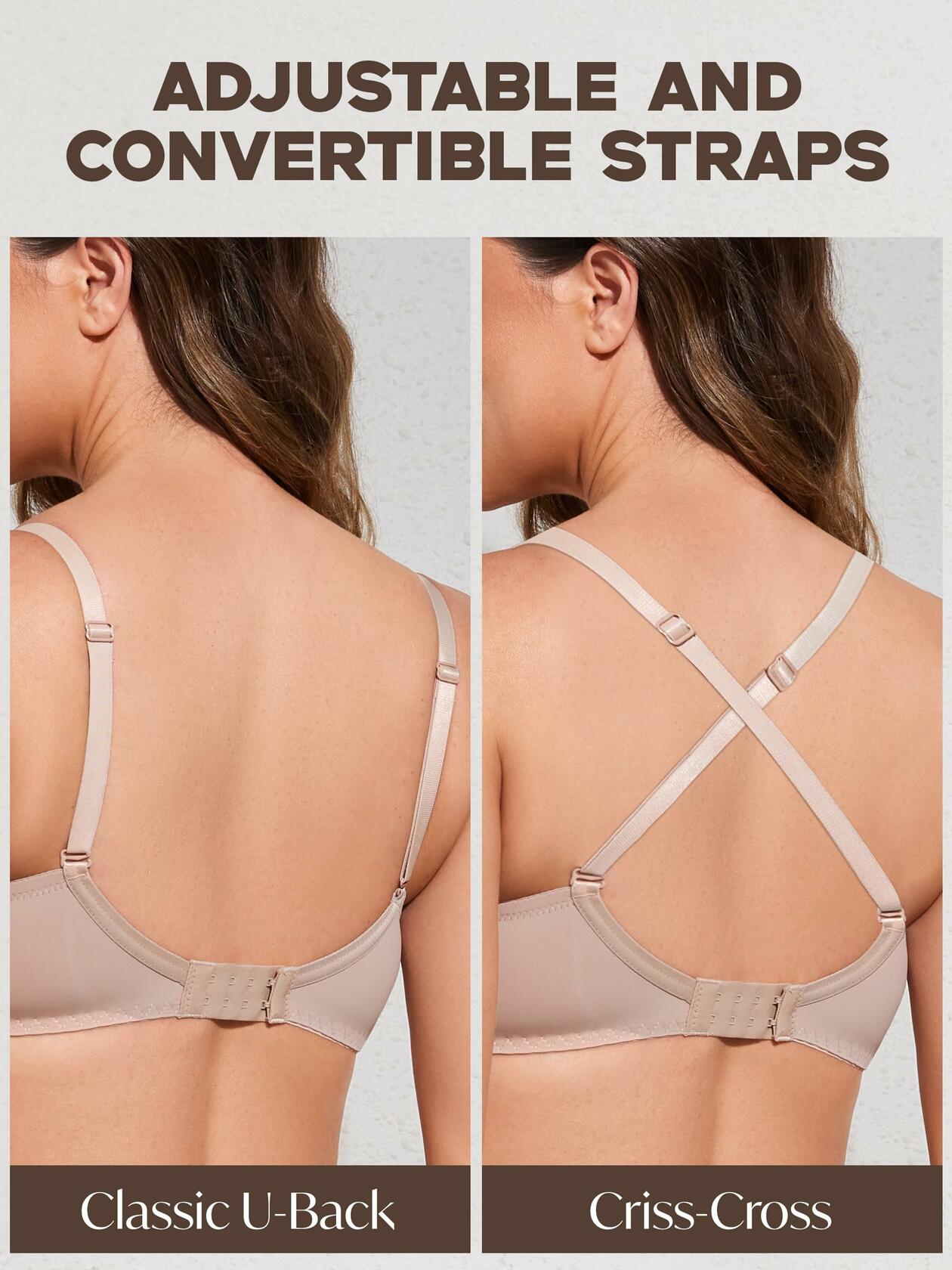 IHOIU Women's Lace Push Up Bra Padded Underwire Convertible Nude Size 36B