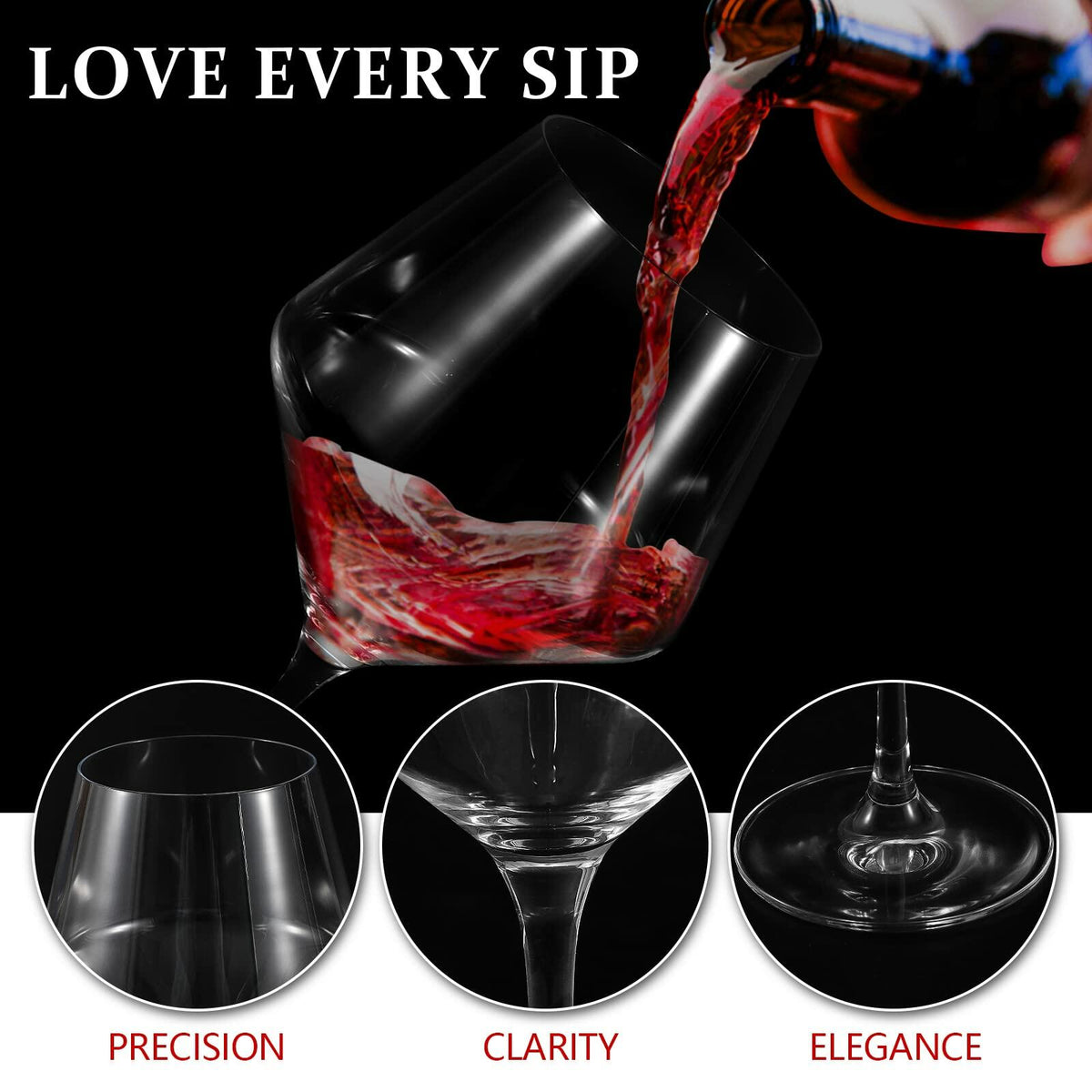 [Like New] Ennogyoson Wine Glasses Set of 4 Crystal Red & White Stemmed Glassware