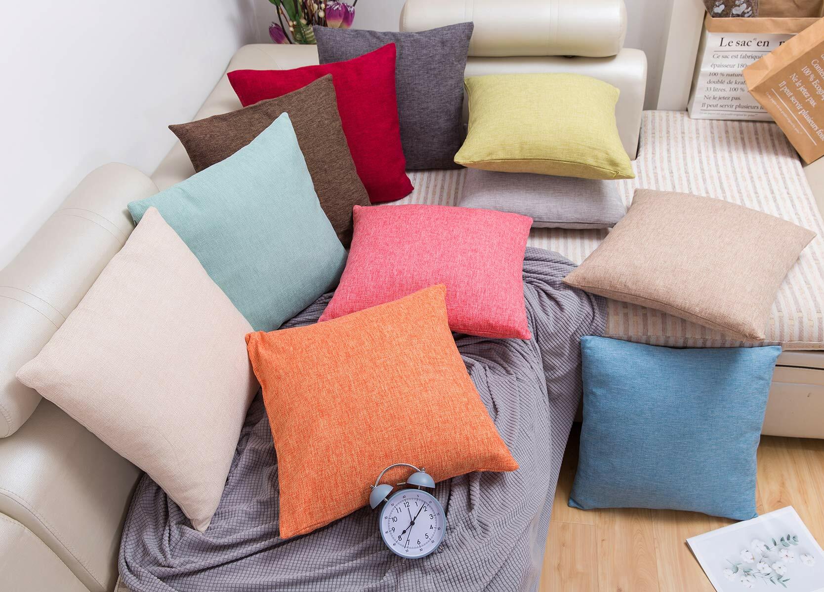 Jepeak Linen Throw Pillow Covers 20x20 Inch Pack of 2 Light Coffee