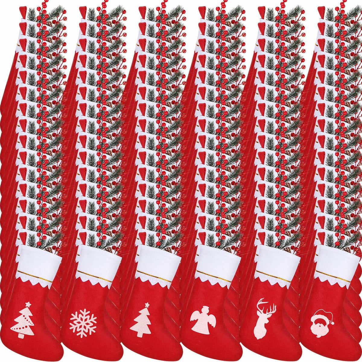 Zubebe 200 Pcs Red Felt Christmas Stockings Rustic Xmas Decor 15 Inch