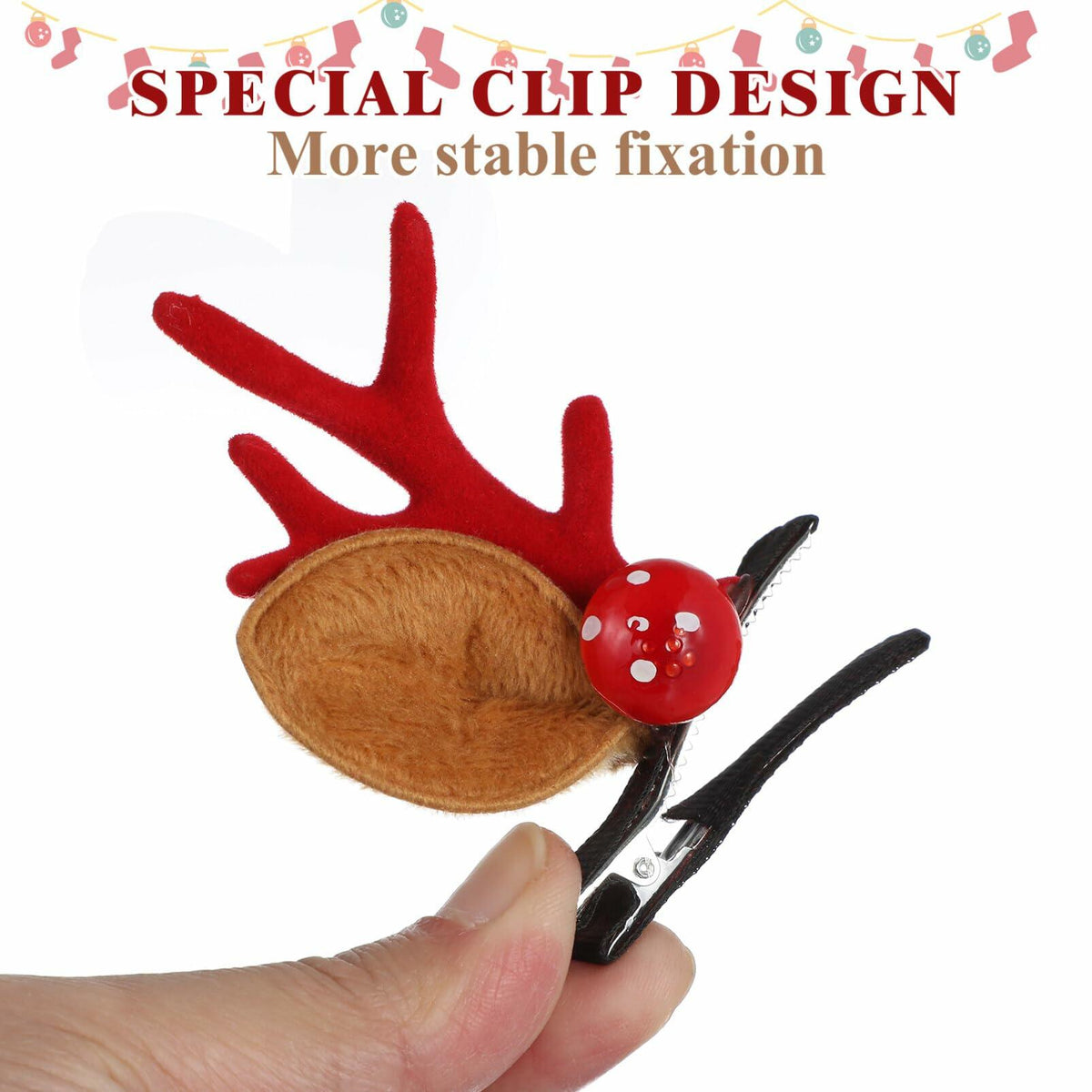 Beaupretty Christmas Deer Antler Hair Clips 4 Pairs Holiday Barrettes