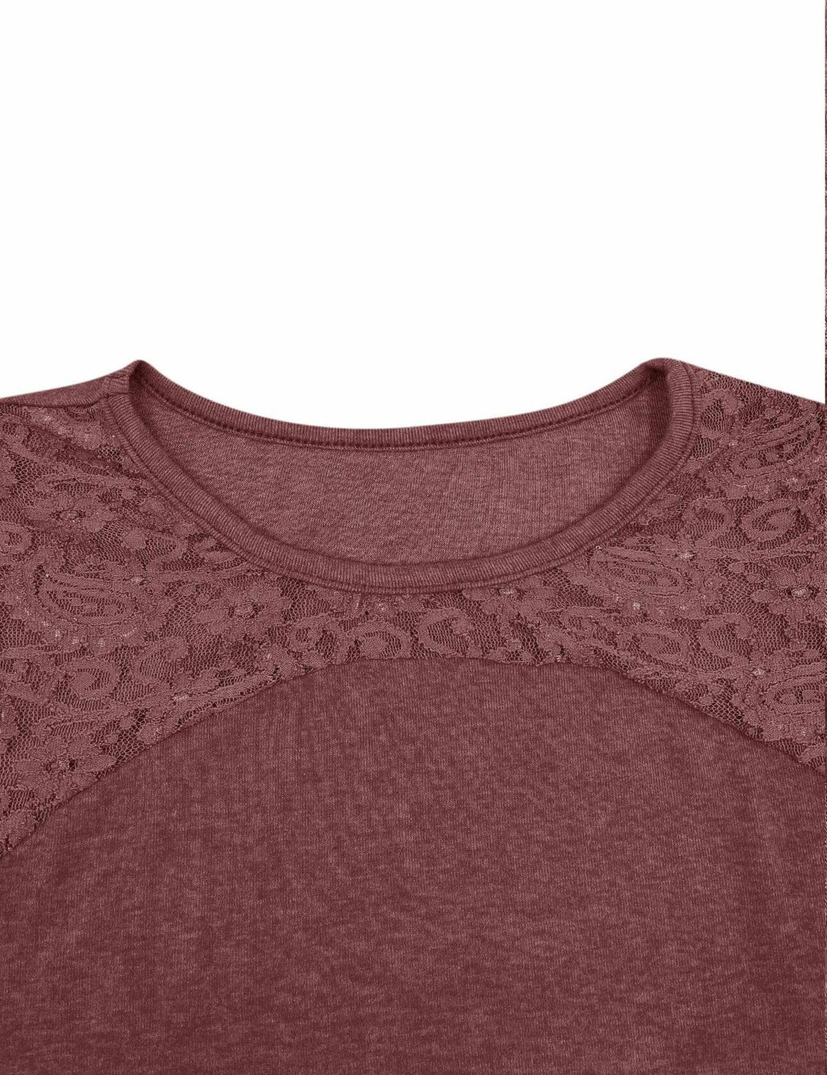 Uincloset Women's Long Sleeve Lace Crochet Tunic Blouse Wine Red Size XXL