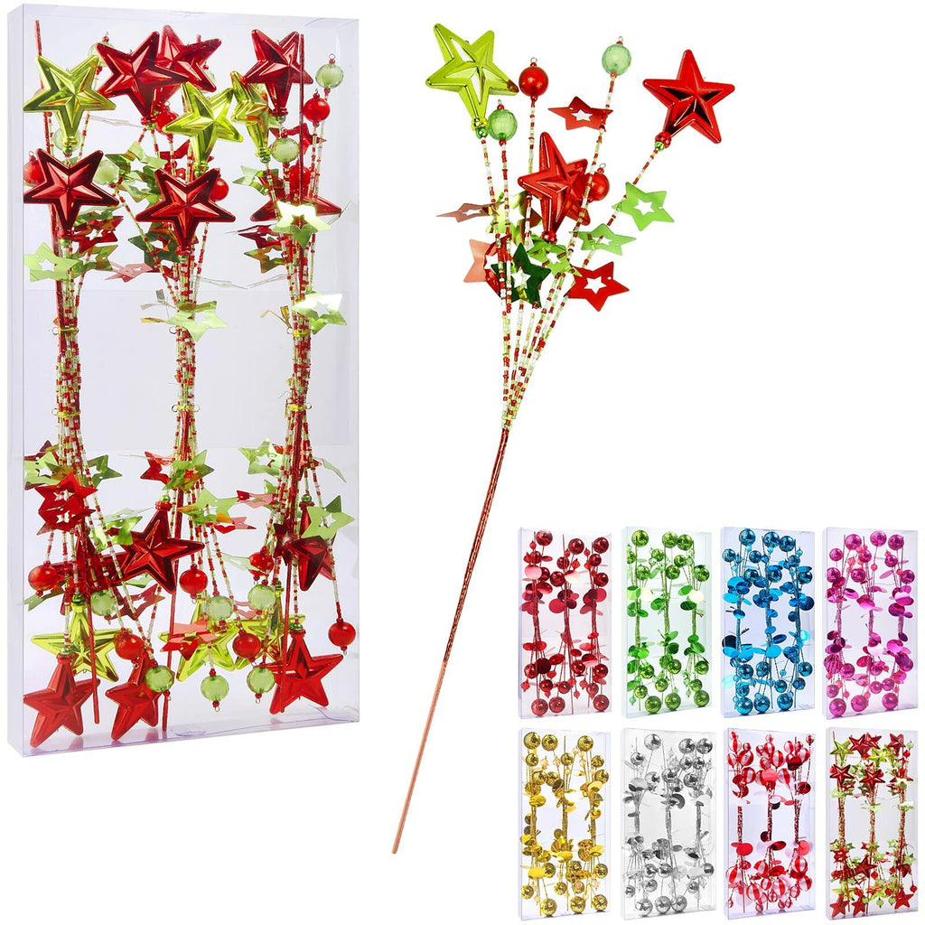[Like_new] 17" Red Green White Christmas Tree Topper Star Beads Sequin Electroplating