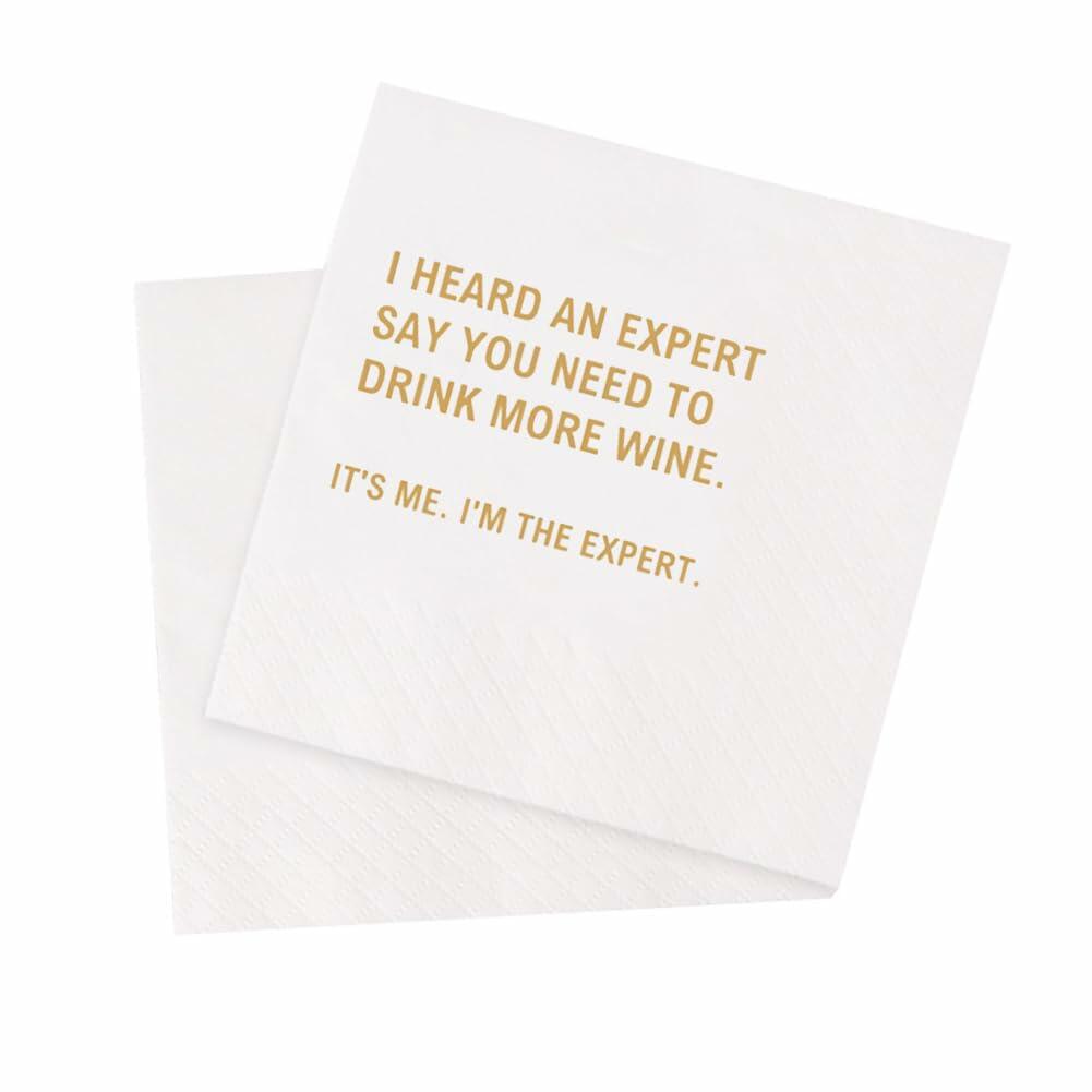 VOWFOO Yobo Bachelorette Cocktail Napkins 4.5x4.5 2-ply 100pcs White