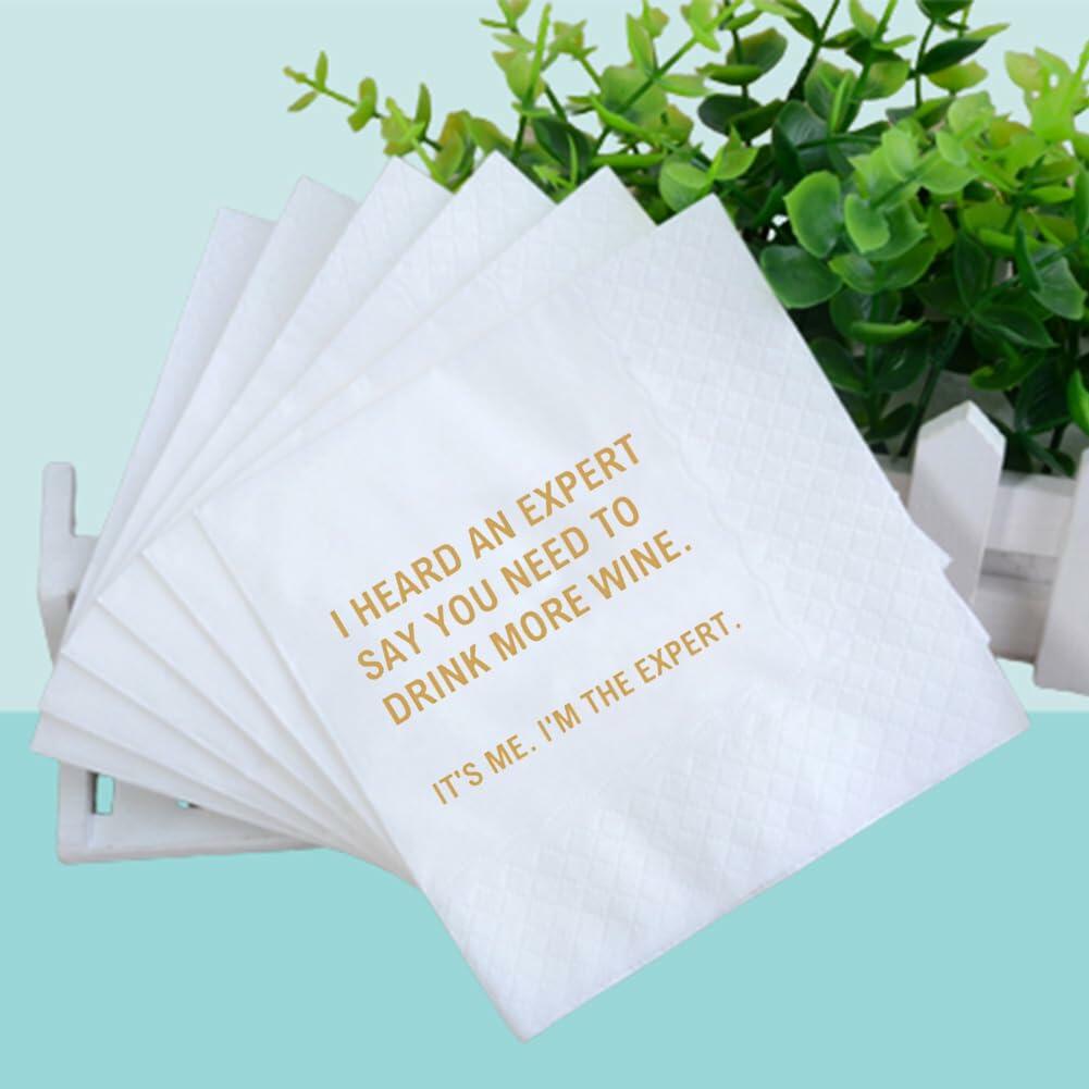 VOWFOO Yobo Bachelorette Cocktail Napkins 4.5x4.5 2-ply 100pcs White