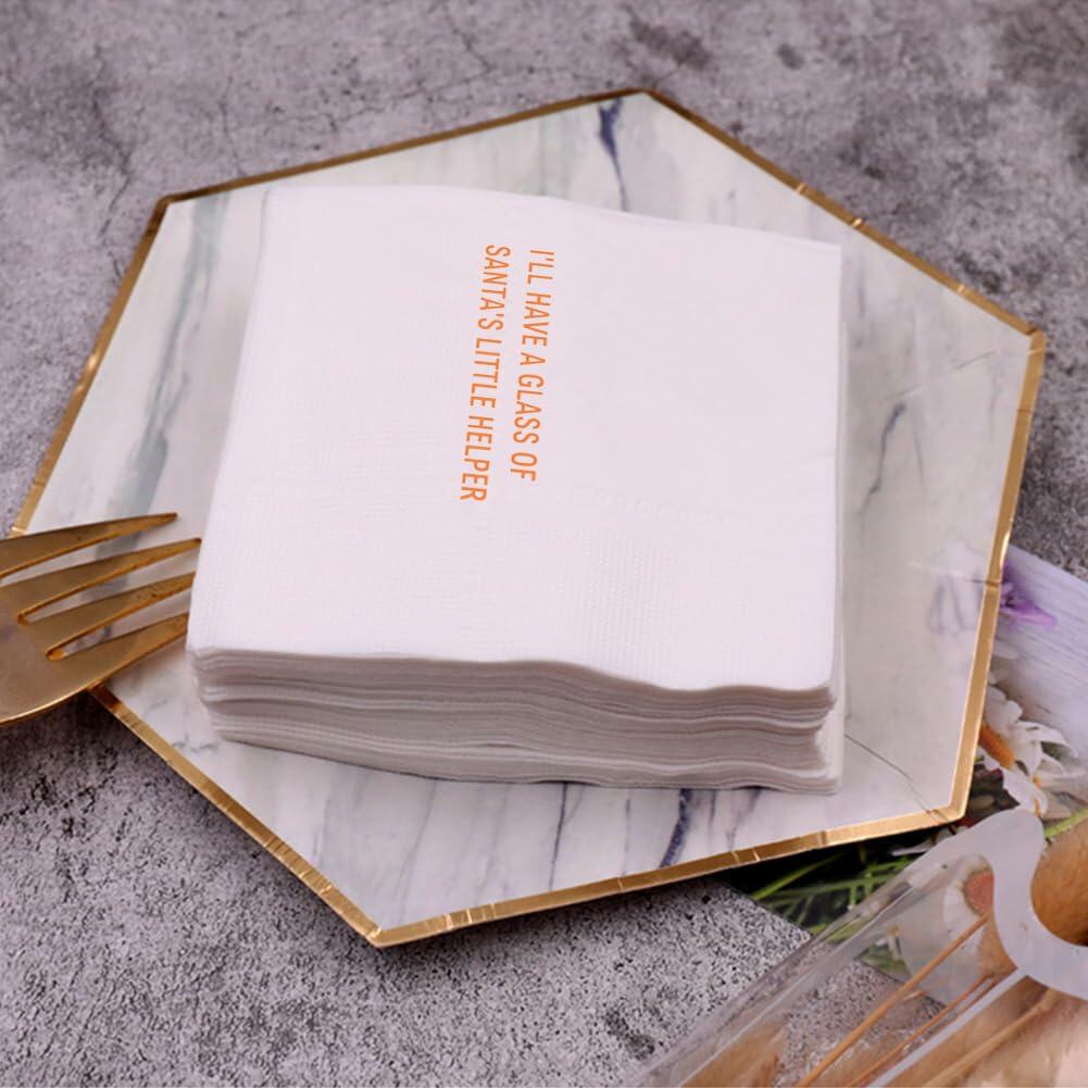 VOWFOO Funny Quotes Cocktail Napkins Holiday Party 4.5x4.5 100pcs 2-Ply