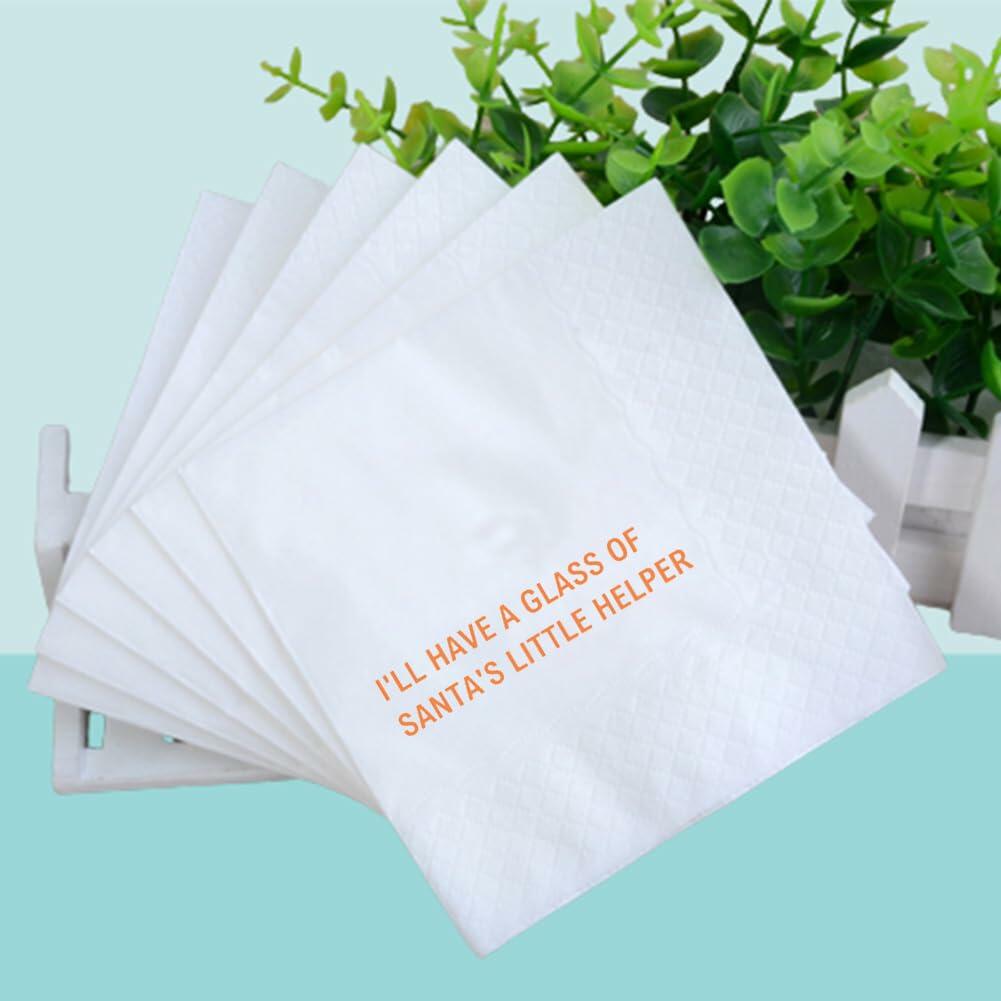 VOWFOO Funny Quotes Cocktail Napkins Holiday Party 4.5x4.5 100pcs 2-Ply