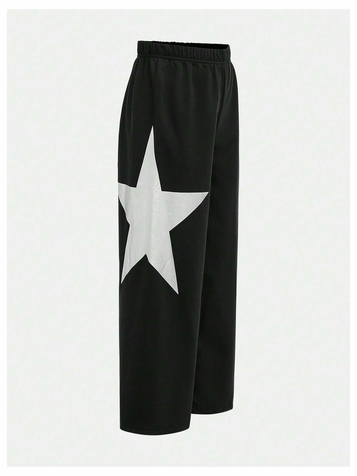 RoseSeek Girl's Wide Leg Star Print Sweatpants High Waist Black Size 12Y