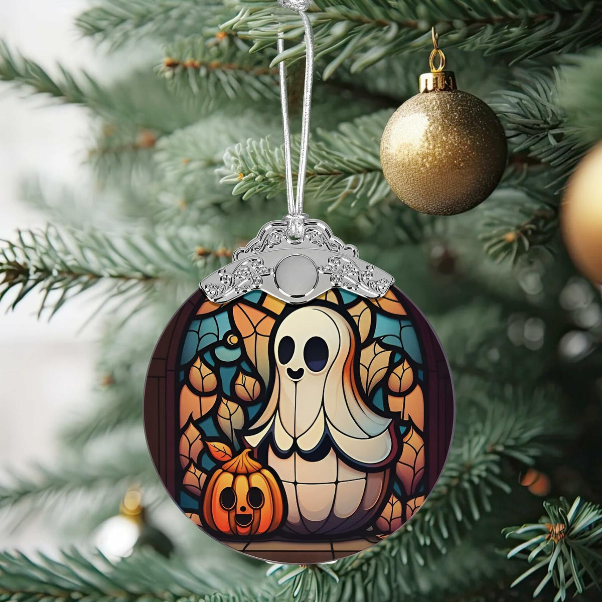 Christmas Ornament Stained Glass Ghost Holiday Decoration Unique Gift