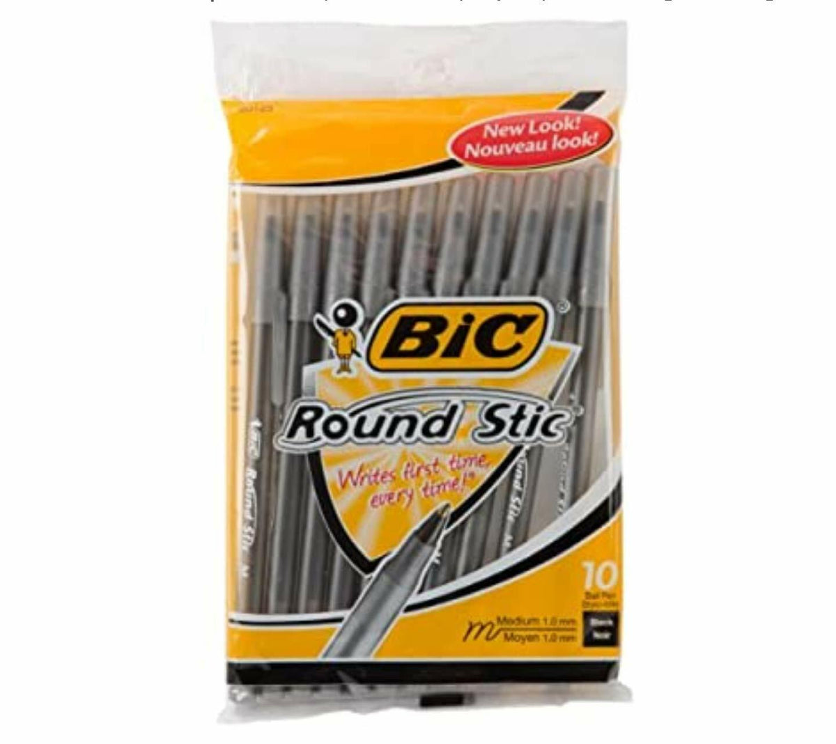 BIC Round Stic Xtra Life Ballpoint Pen 1.0mm Black 10 Count