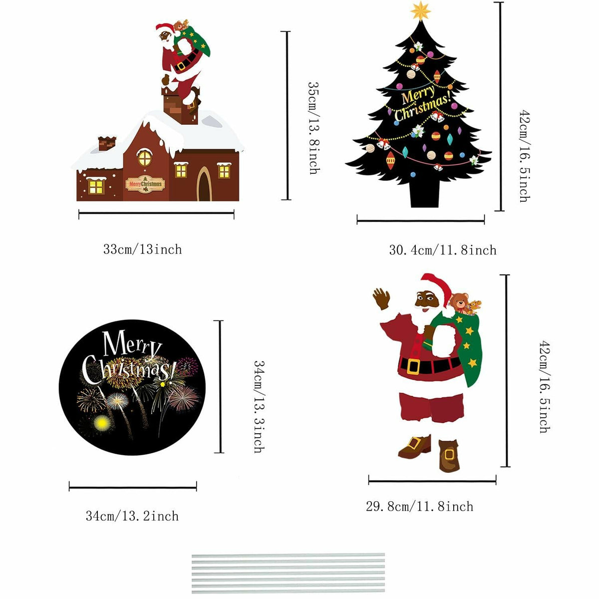 Christmas Yard Stakes Black Christmas Tree Santa Claus Outdoor Lawn Decor