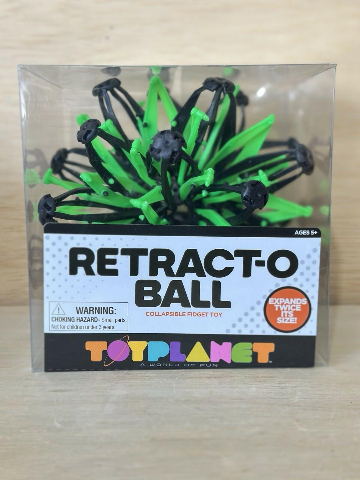 Open Box. ToyPlanet Retract-O Ball Collapsible Multi-Color Plastic Fidget Toy