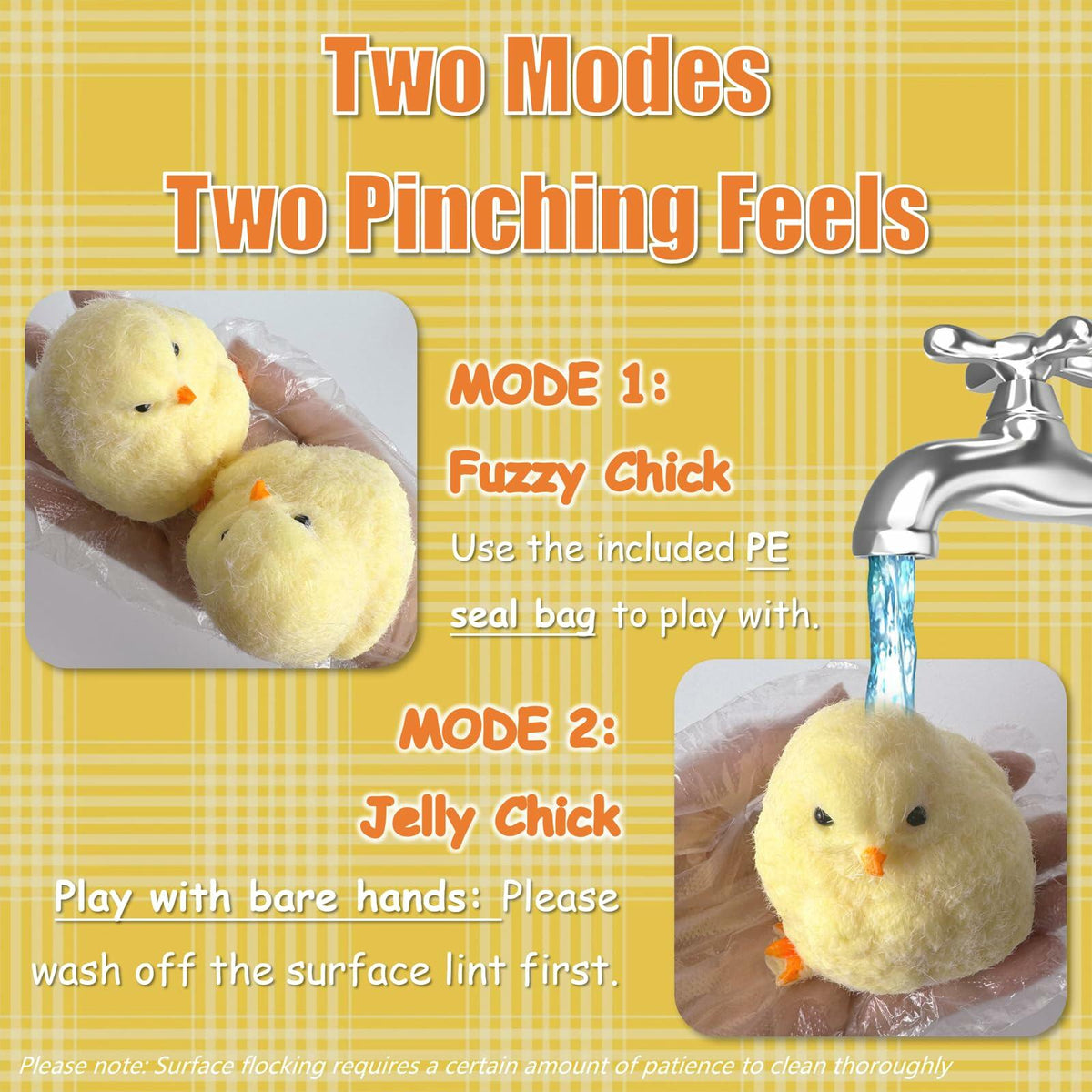 Gberlczz Handmade Chicken Squishy Stress Reliever Fuzzy Yellow Toy 3.52oz