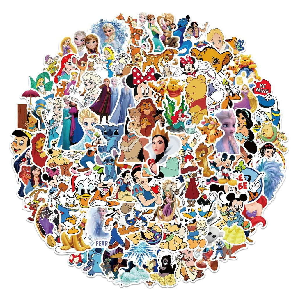 WDWLL 100 Cute Cartoon Vinyl Stickers for Laptop Skateboard Water Bottles