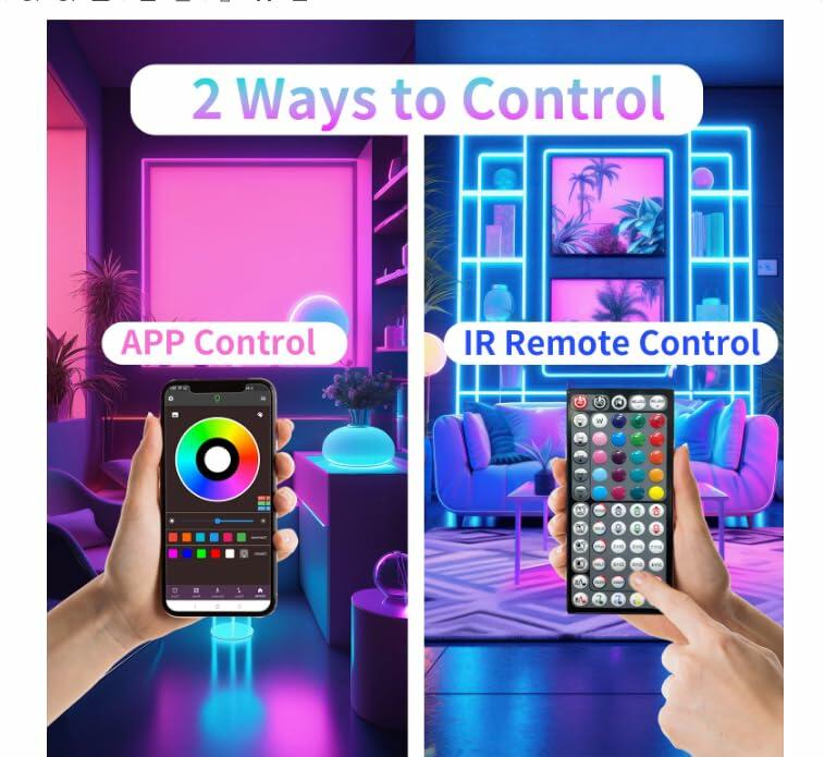 GANZQH RGB Strip Lights 15.20FT USB Powered Smart App Remote Control Multicolor