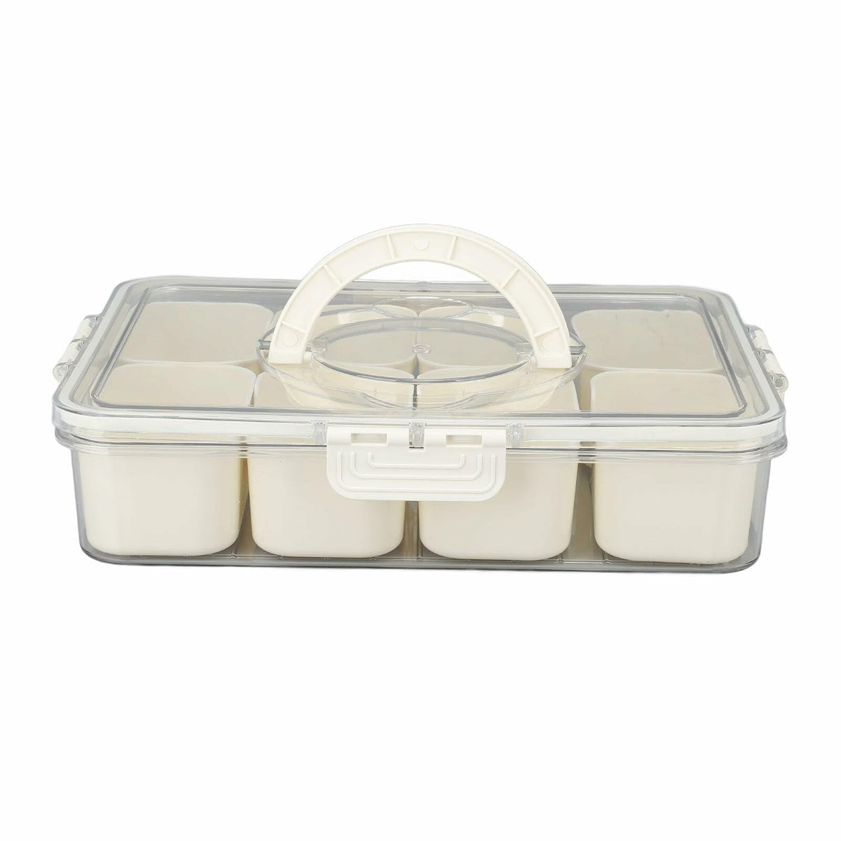 SIXRUN Condiment Serving Tray 8 Compartments Plastic Small White