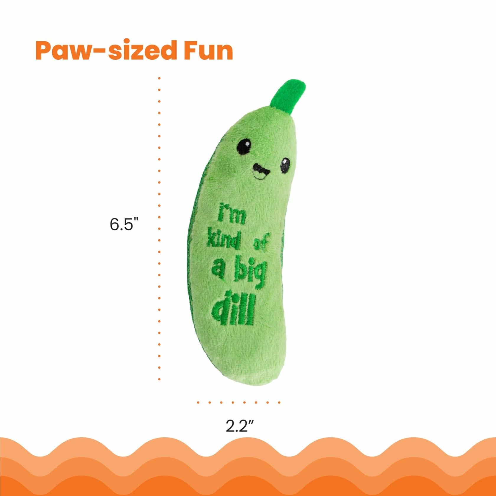 Catstages Crunchy Pickle Kicker Cat Toy with Catnip Dental Mesh Green