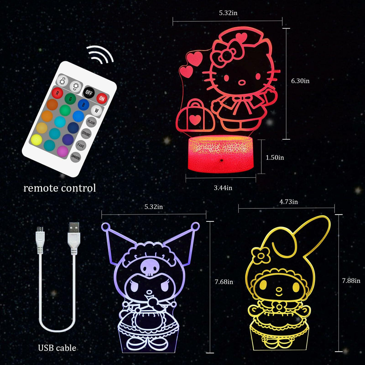 3D Cat Night Light for Kids Room LMHmlylf 16 Colors Remote Touch Lamp Gift