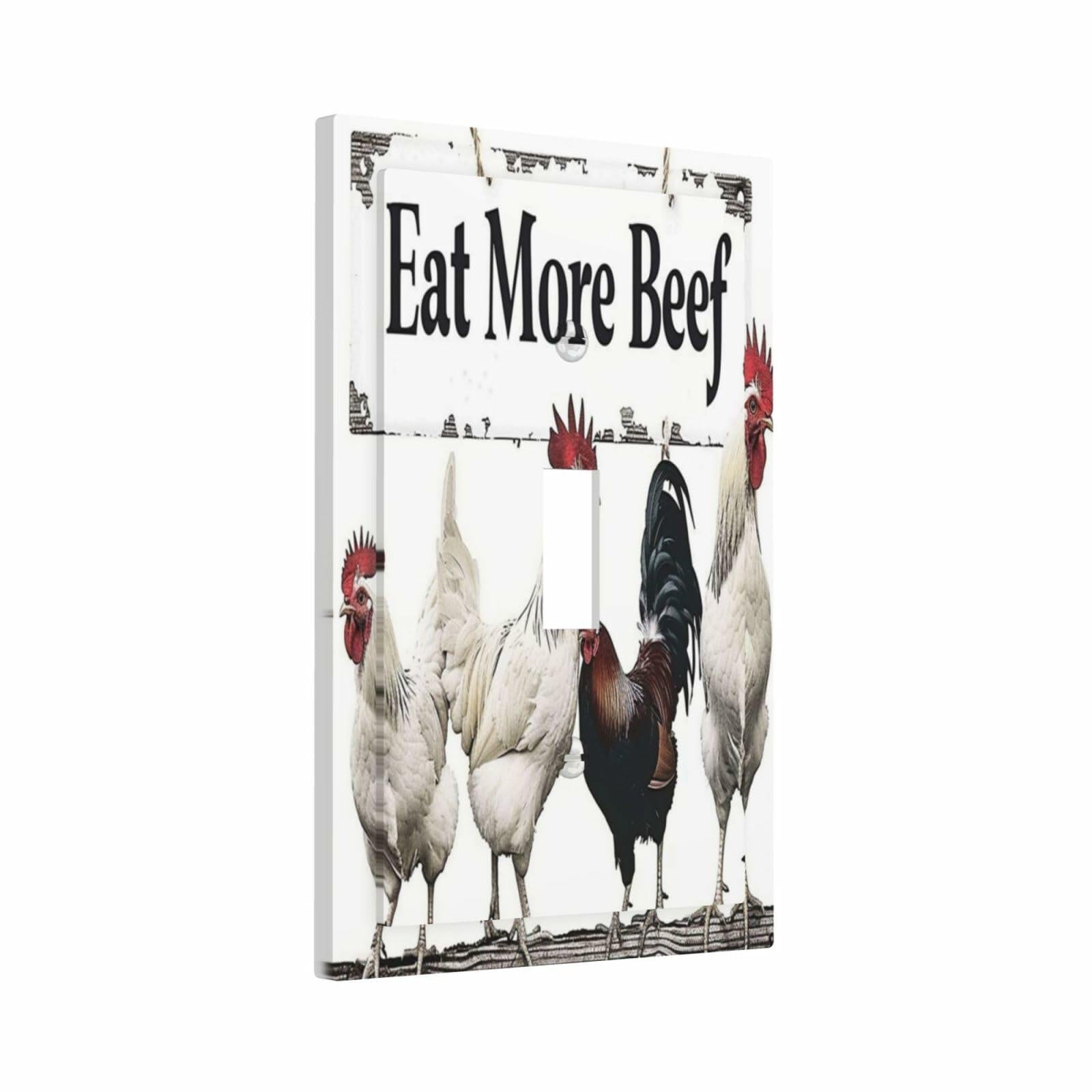 DWBGUO Rustic White Rooster 1 Gang Single Toggle Switch Plate Cover