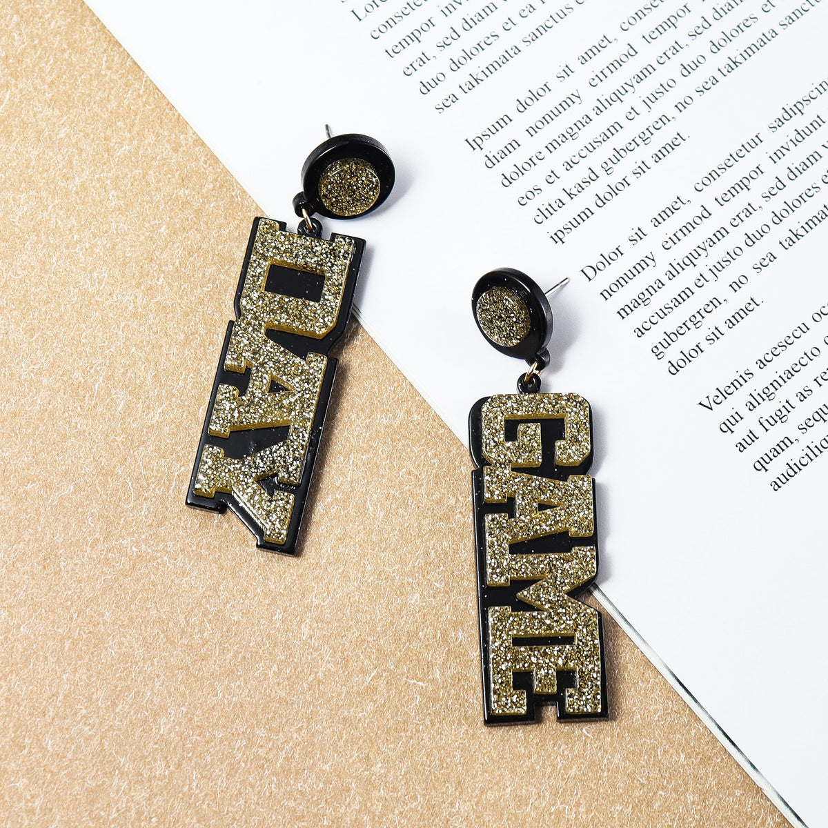 Fuqimanman2020 Acrylic Game Day Sports Letter Dangle Earrings Colorful