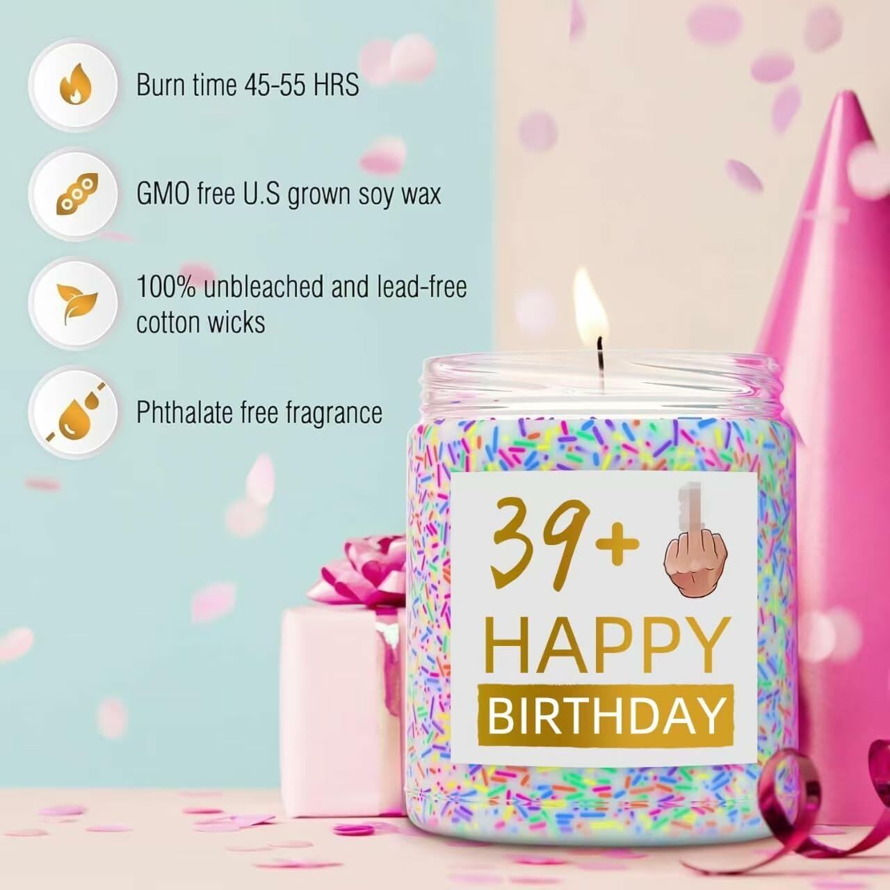 XIZIDA Funny 40th Birthday Candle Lavender Scented Soy Wax 9oz Glass Gift