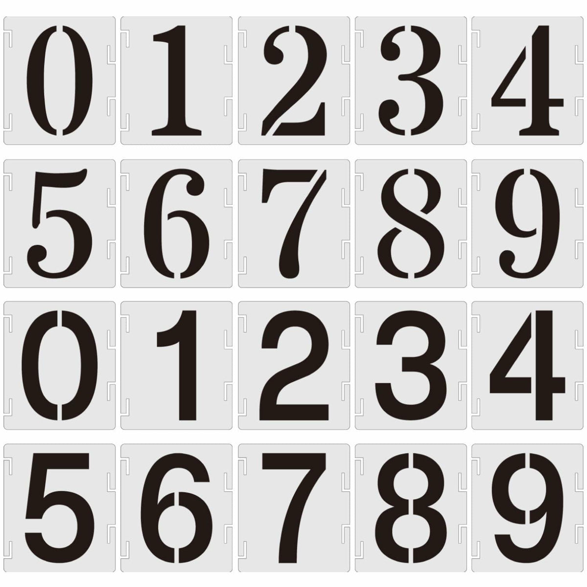 Duozea 4 Inch Number Stencils Set Plastic Reusable Templates for Painting
