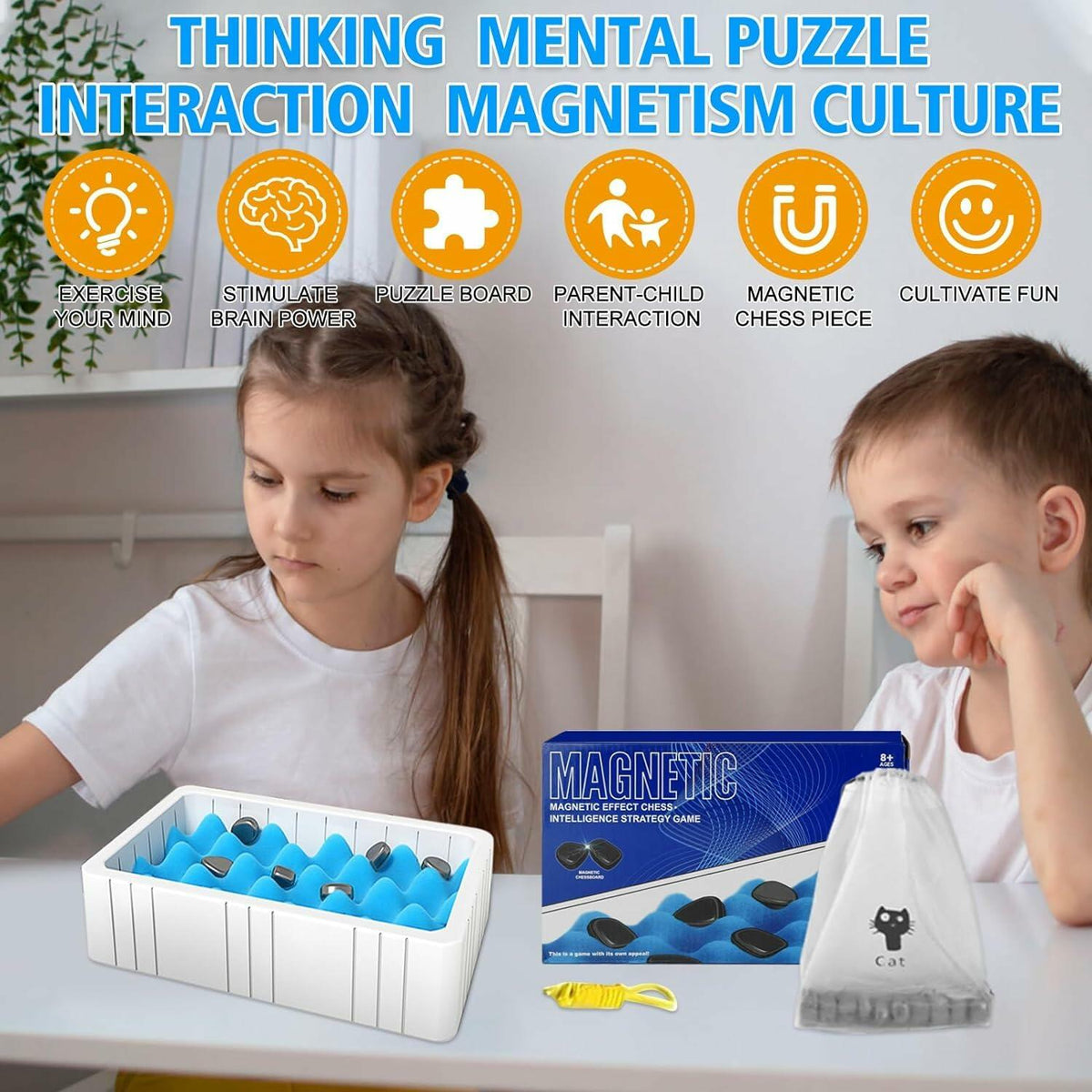 COVBOARD Magnetic Chess Game Tabletop Strategy Family Fun with Rope Sponge