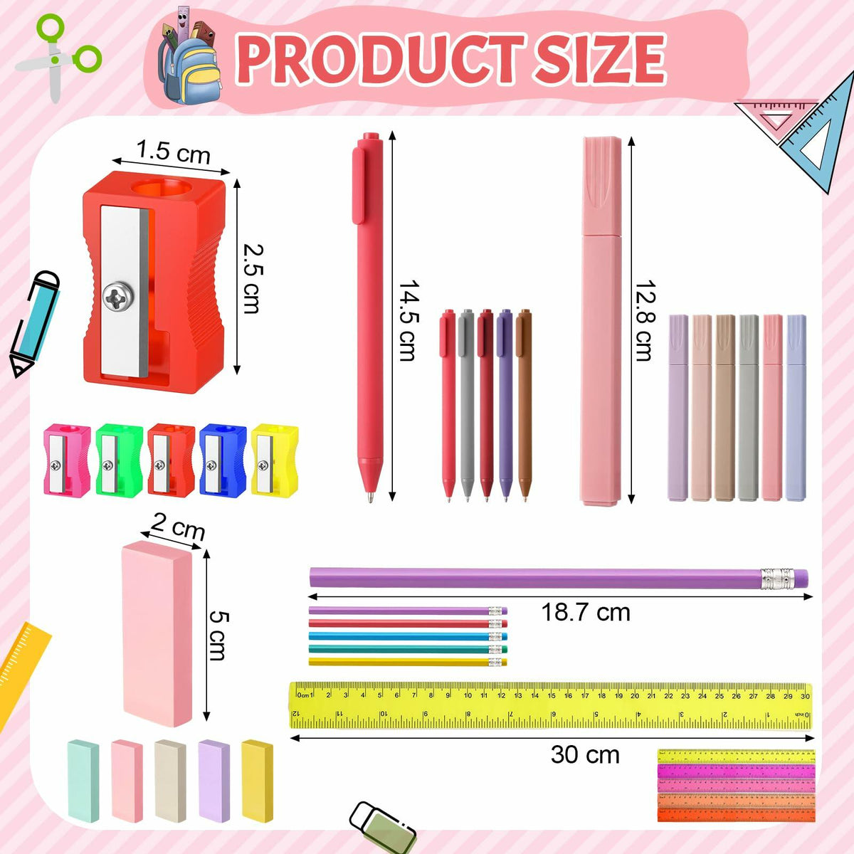 Feifeiya 240 Pcs Operation Christmas School Supplies Bulk Set Pen Ruler
