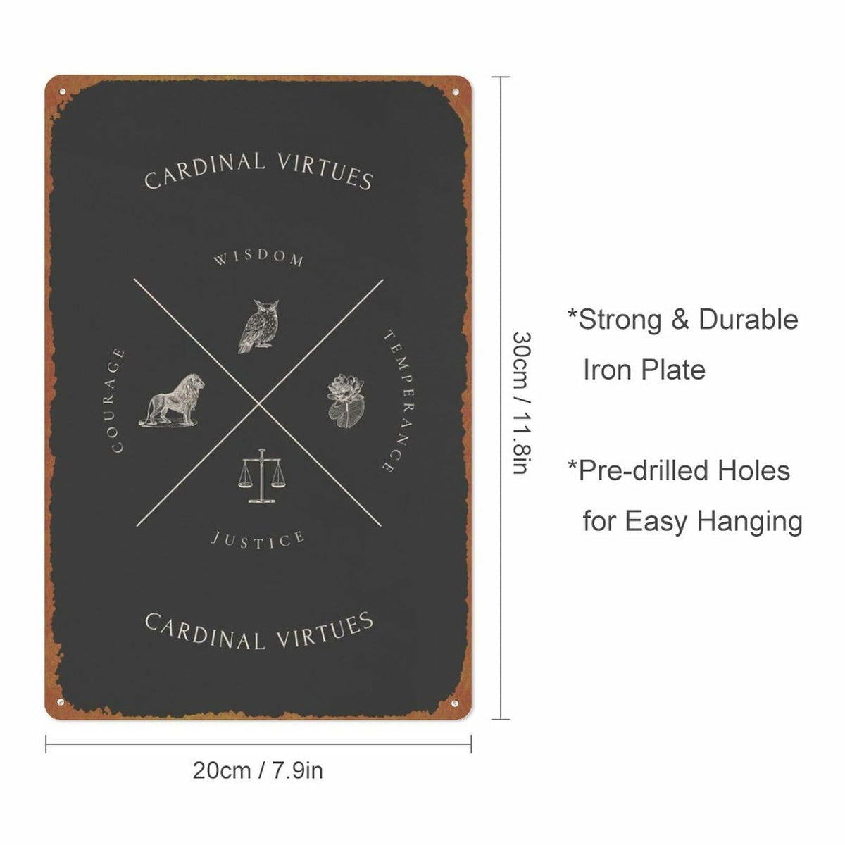 KIVYYB Cardinal Virtues Black Retro Tin Sign Movie Art 8x12 Inches