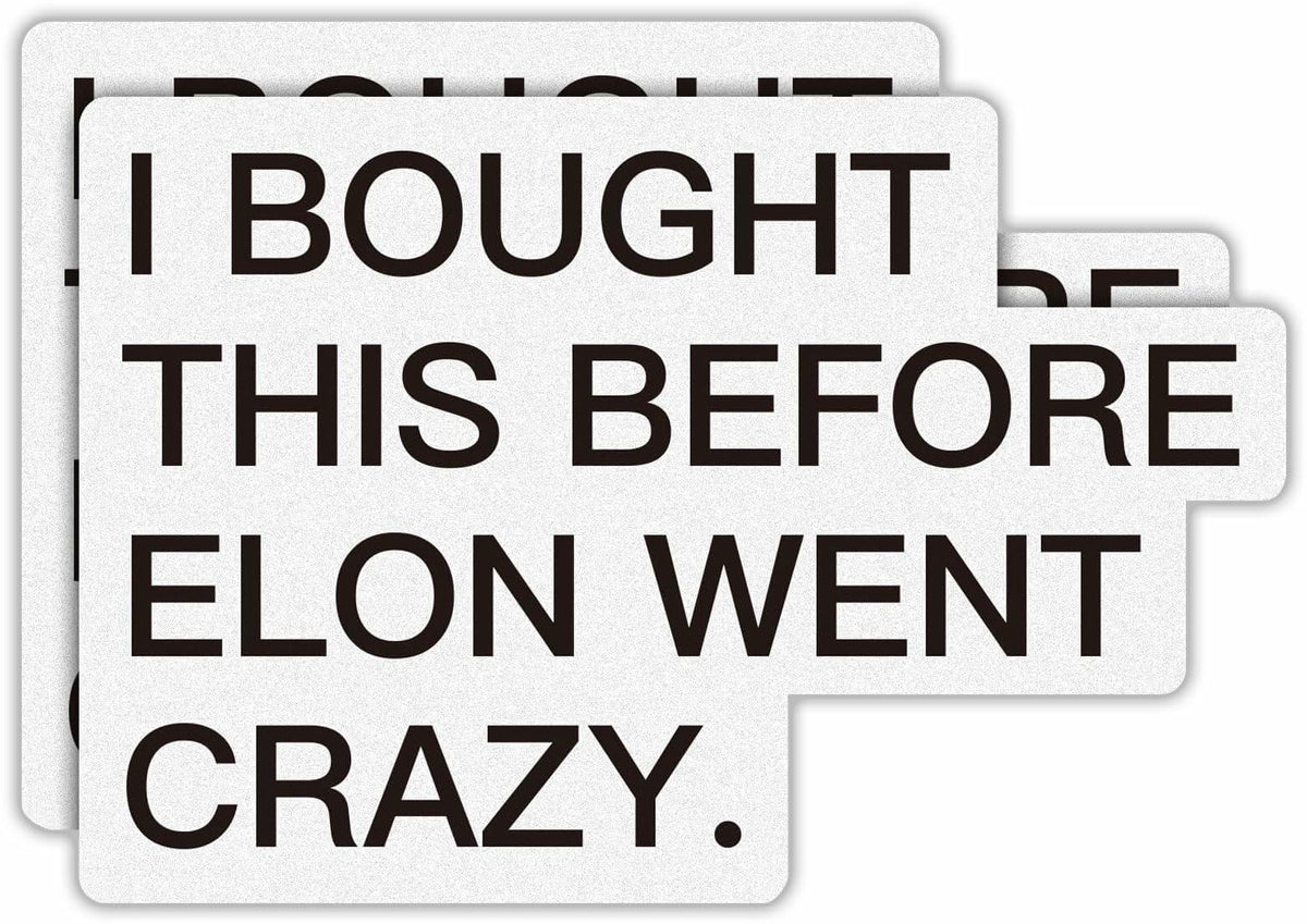 Tesla Anti Elon Musk Bumper Sticker 2 Pack 4x2.7in White Reflective Vinyl