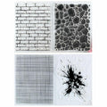 Kwan Crafts Clear Stamps Wall Stone Grid Watermark Ink 2 Sheets Silicone